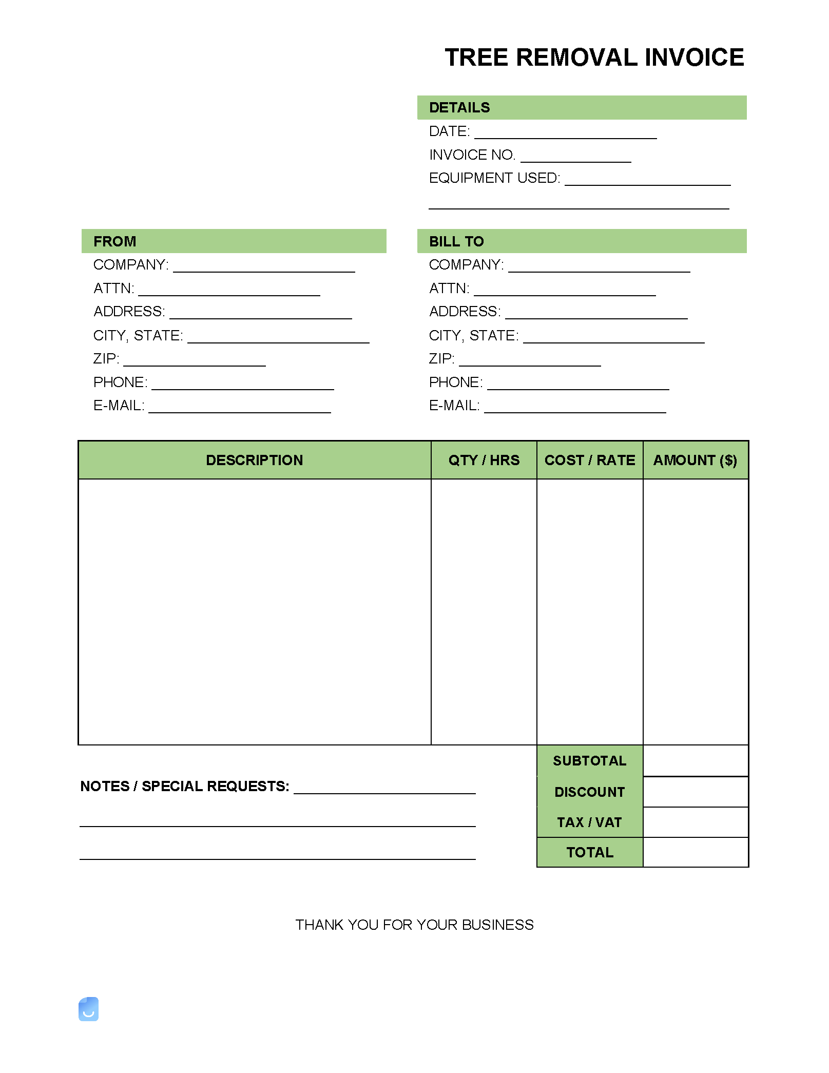 Tree Removal Invoice Template Invoice Maker