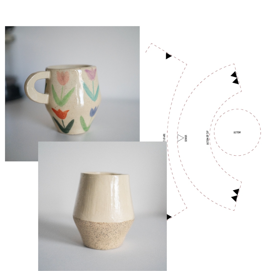 Tulip Cup Template Slab Pottery Template Etsy