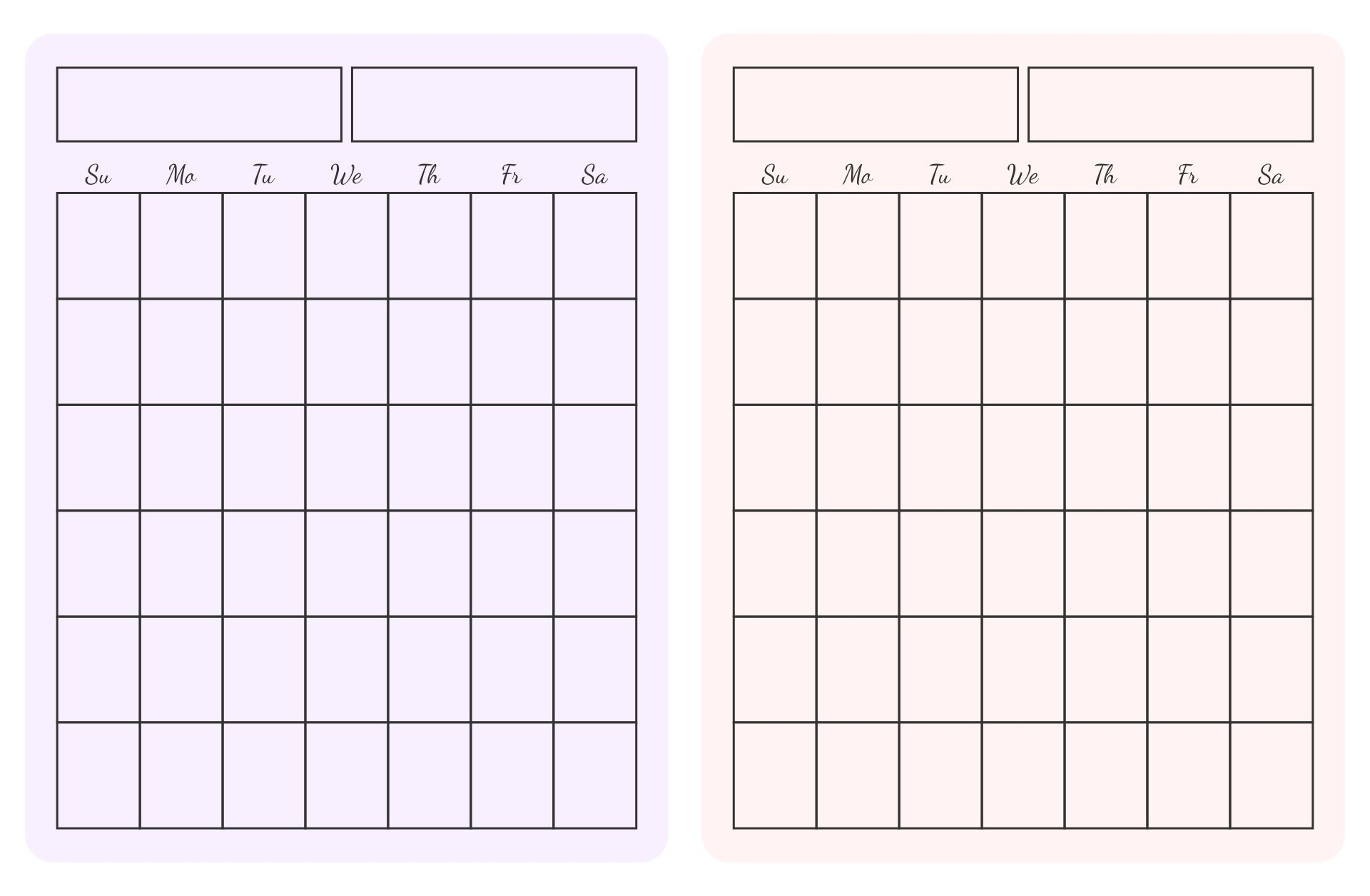 Free Printable 2 Month Calendar Template Free Printable 2 Month Calendar Template