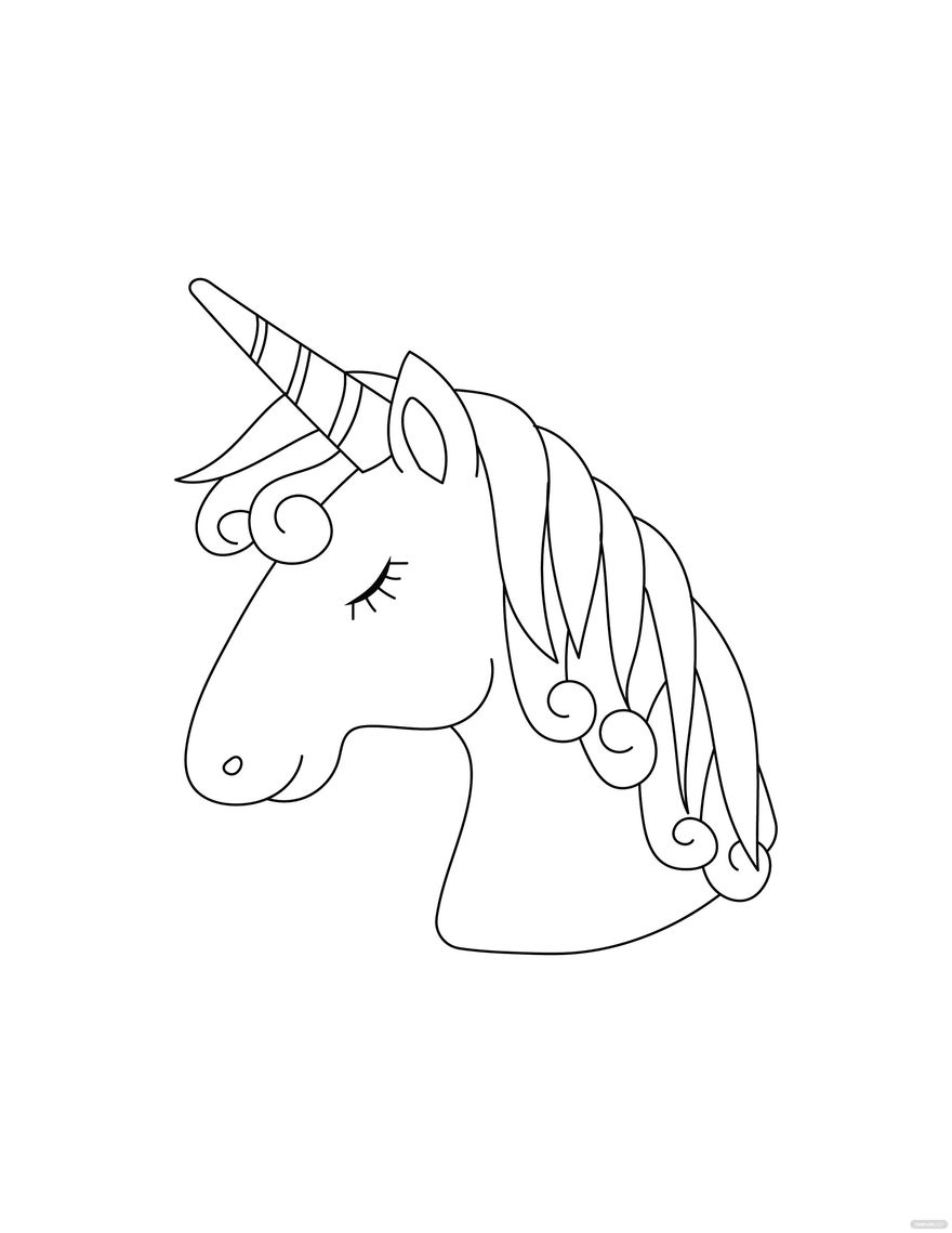 Unicorn Head Coloring Page In Illustrator PDF SVG JPG EPS PNG Download Template