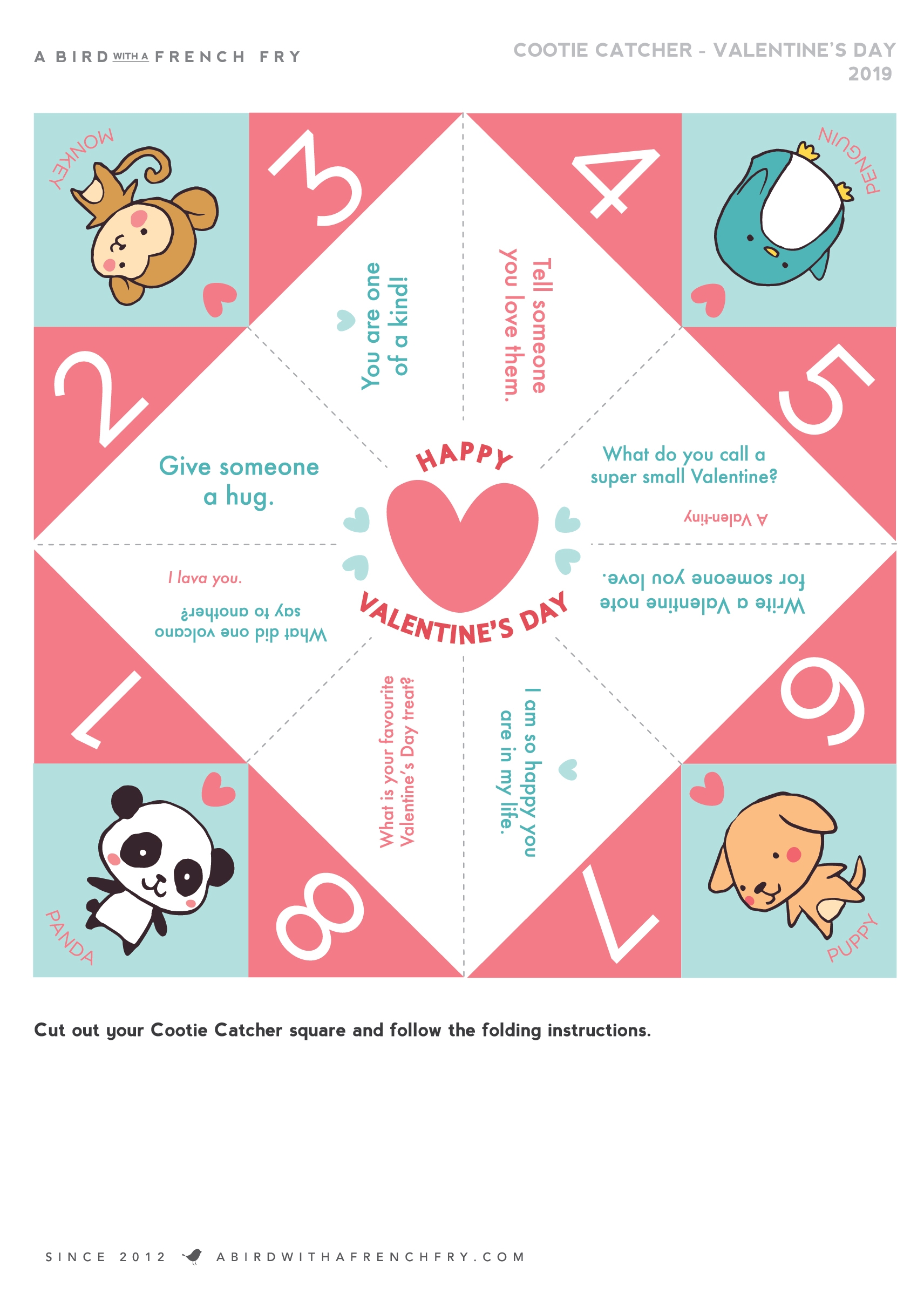 Valentine s Day Cootie Catcher Free Printable