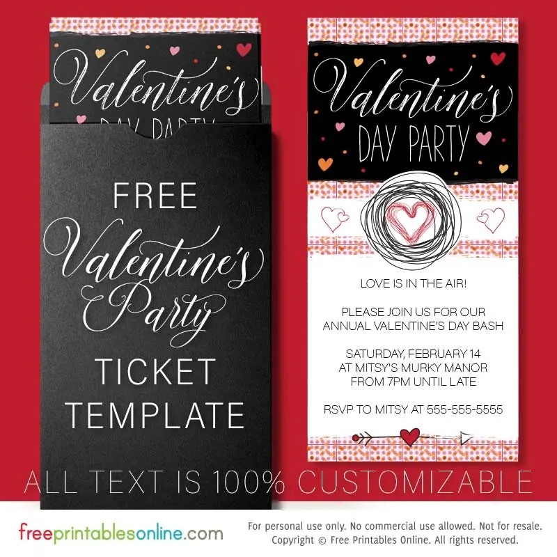 Valentine s Day Party Invitation Template Free Printables Online