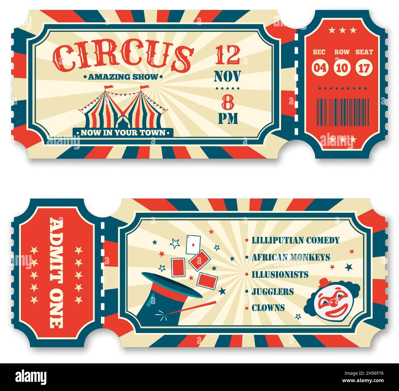 Vintage Circus Ticket Template Old Carnival Entry Tickets Retro Worksheets Library