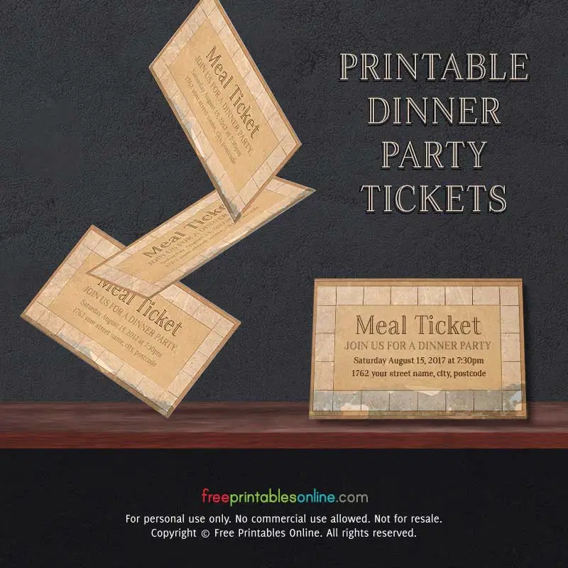 Vintage Paper Printable Meal Ticket Template Free Printables Online Vintage Paper Printable Meal Ticket Template Free Printables Online