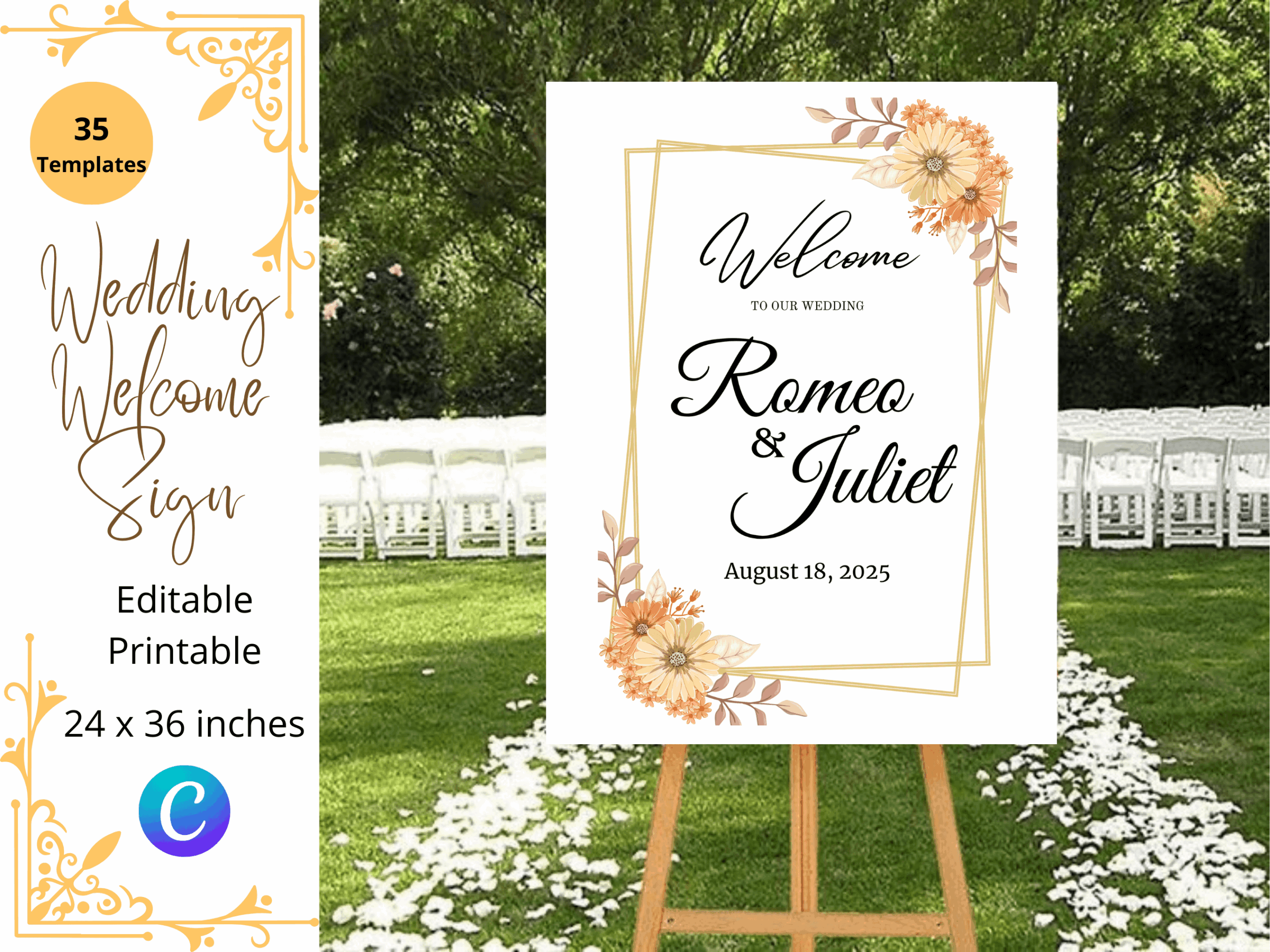 Wedding Welcome Sign 35 Canva Templates 24 X 36 Inches Editable Printable By Kathsolis0123 Raket PH