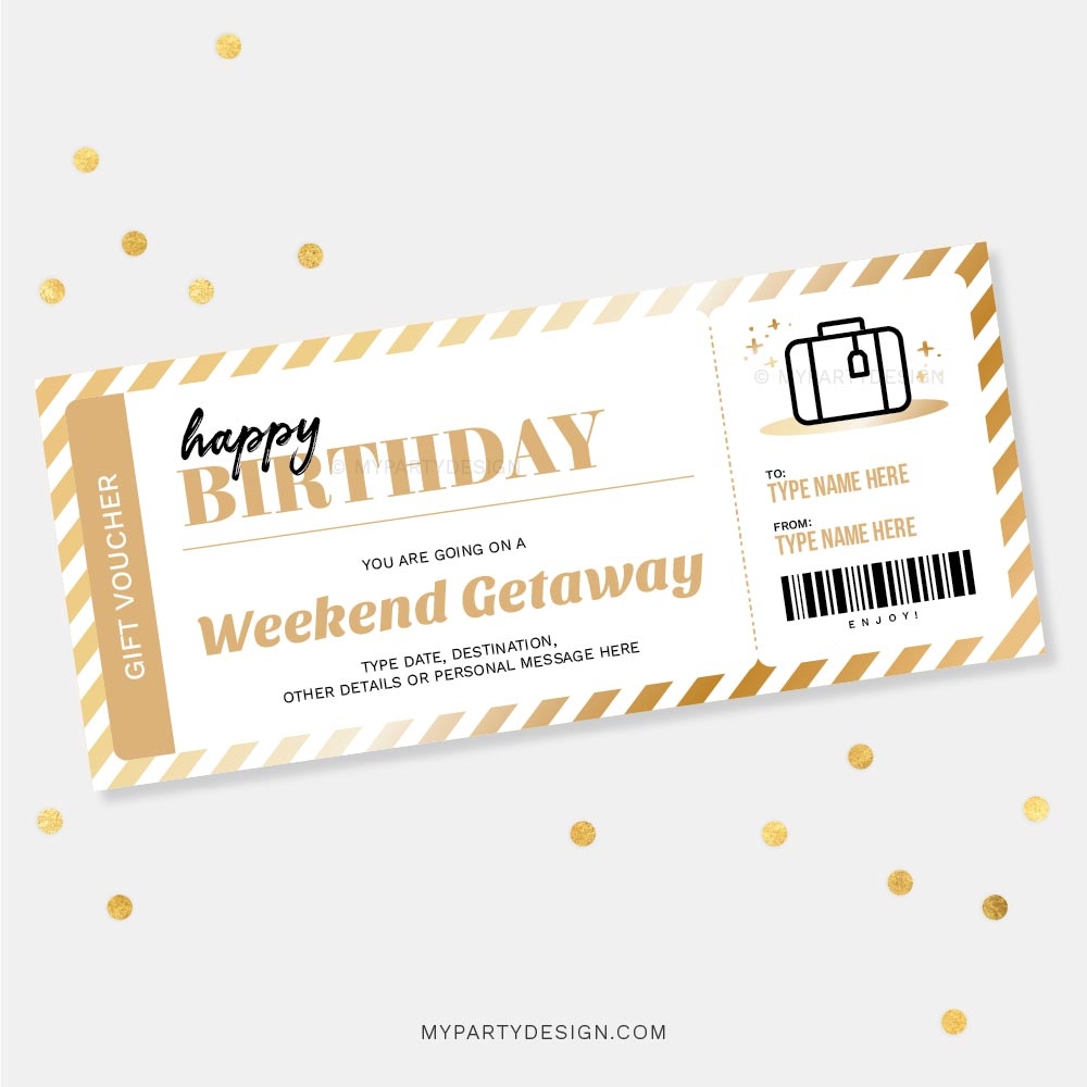 Weekend Getaway Gift Voucher Template My Party Design
