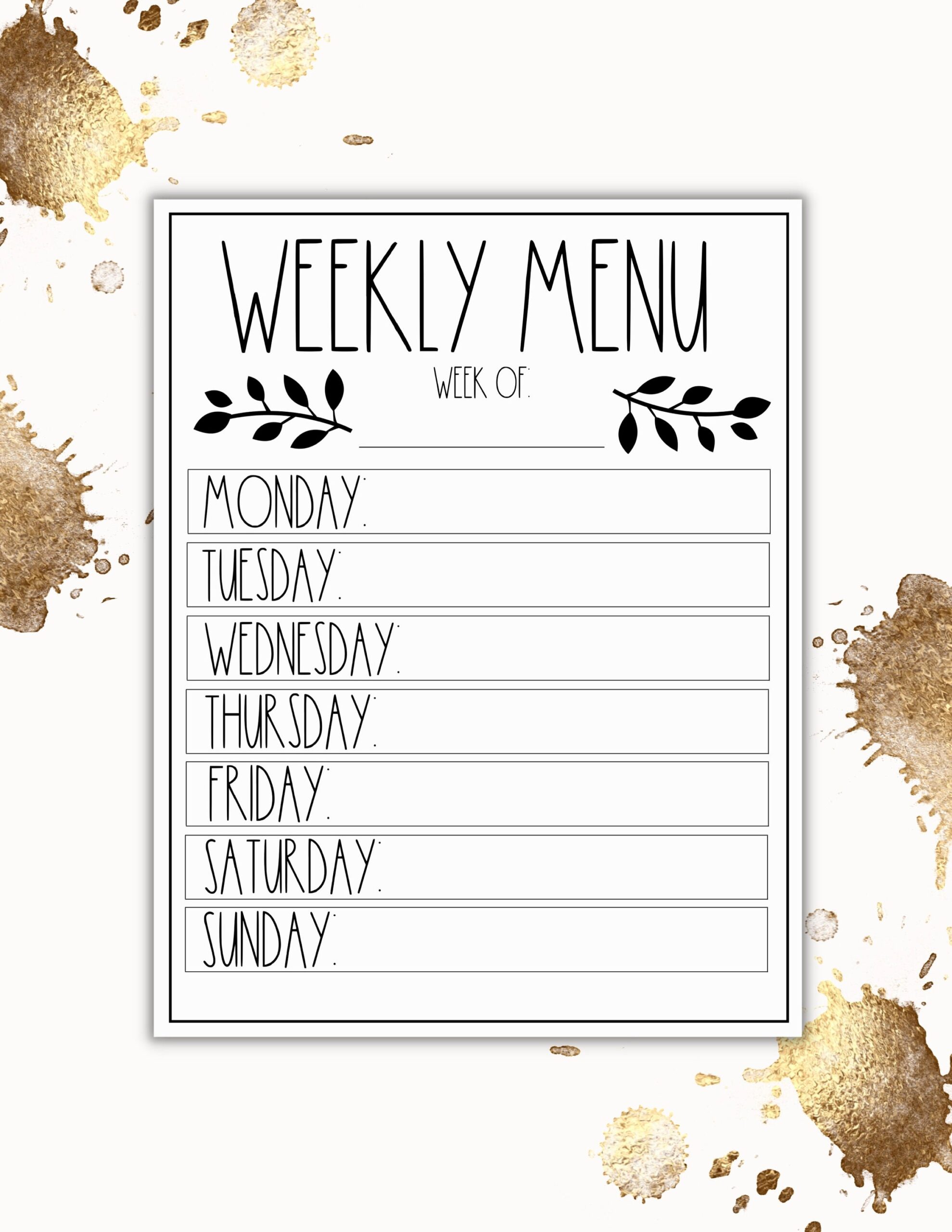 Printable Menu Template Free