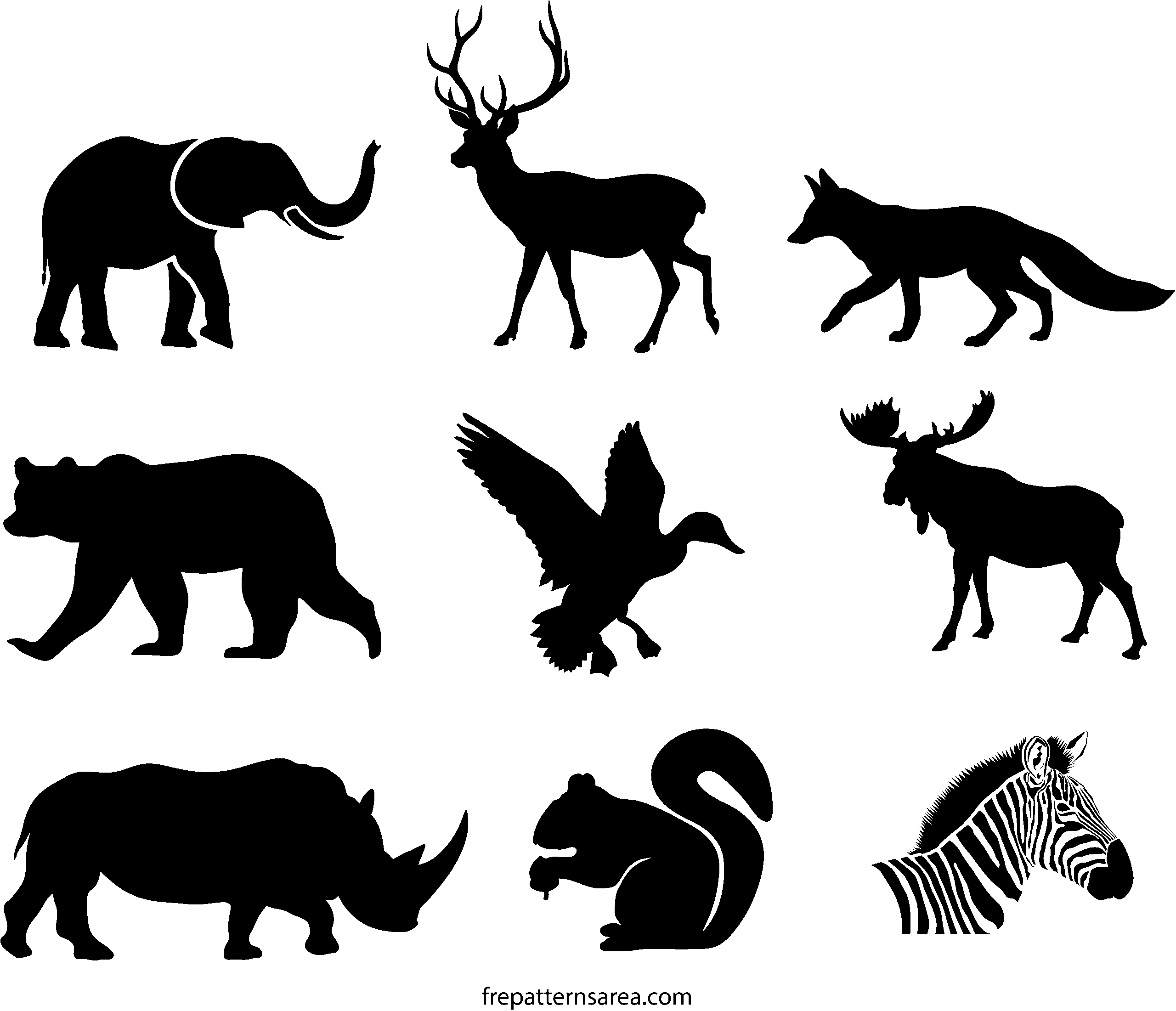 Wildlife Animal Silhouette Stencil Vectors U0026 Printable Templates