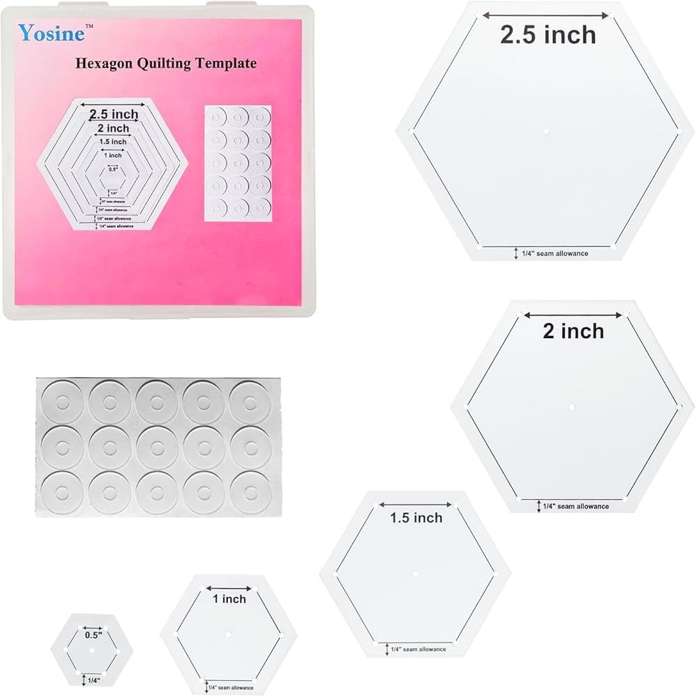 Yosine 5 Sizes Hexagon Quilting Templates For Quilting With 1 4 Seam Allowance 0 5 Inch 1 Inch 1 5 Inch 2 Inch 2 5 Inch Acrylic Hexagon Quilting Template Set For Sewing Patchwork Crafts Amazon ca Home