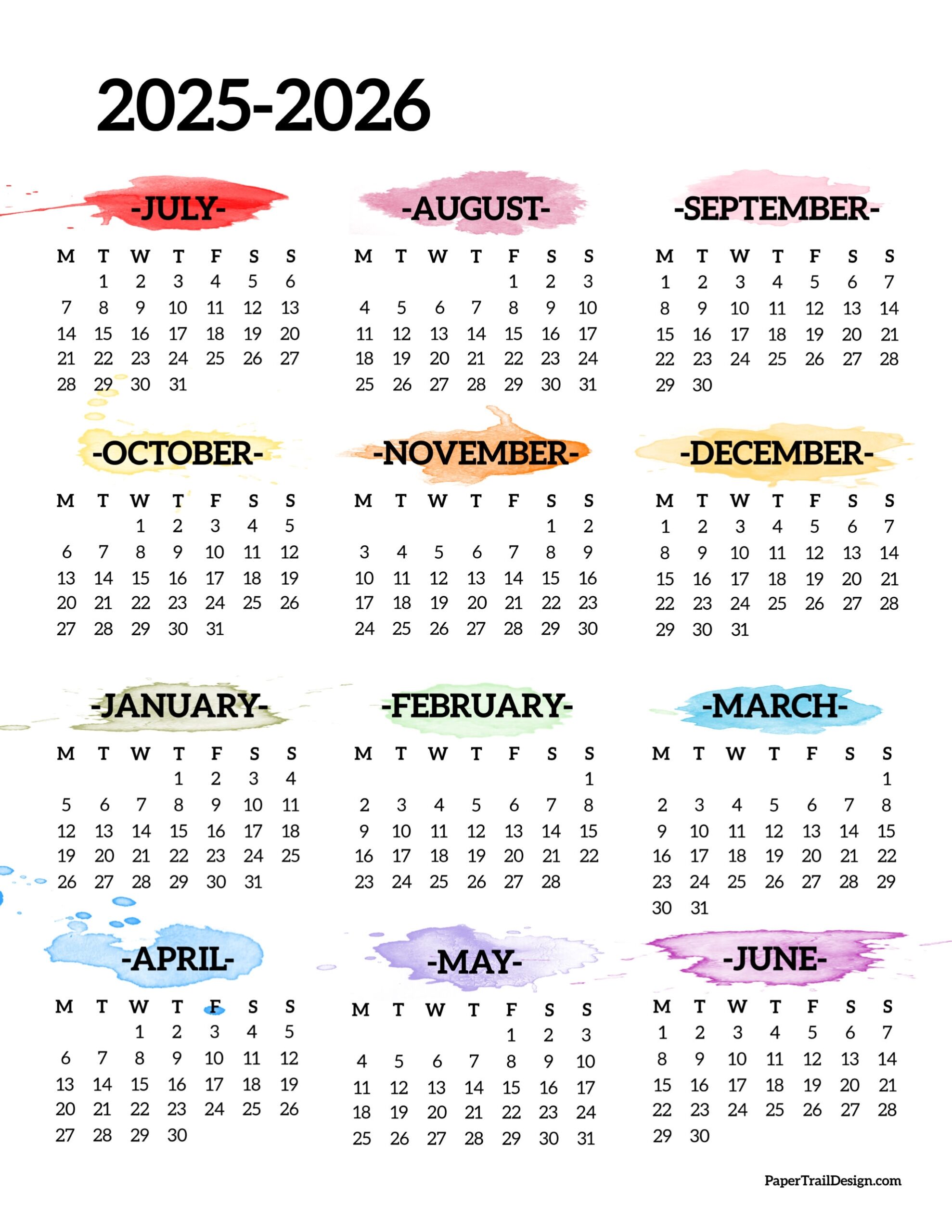 Printable Calendar From July 2025 To June 2026 Printable Calendar From July 2025 To June 2026