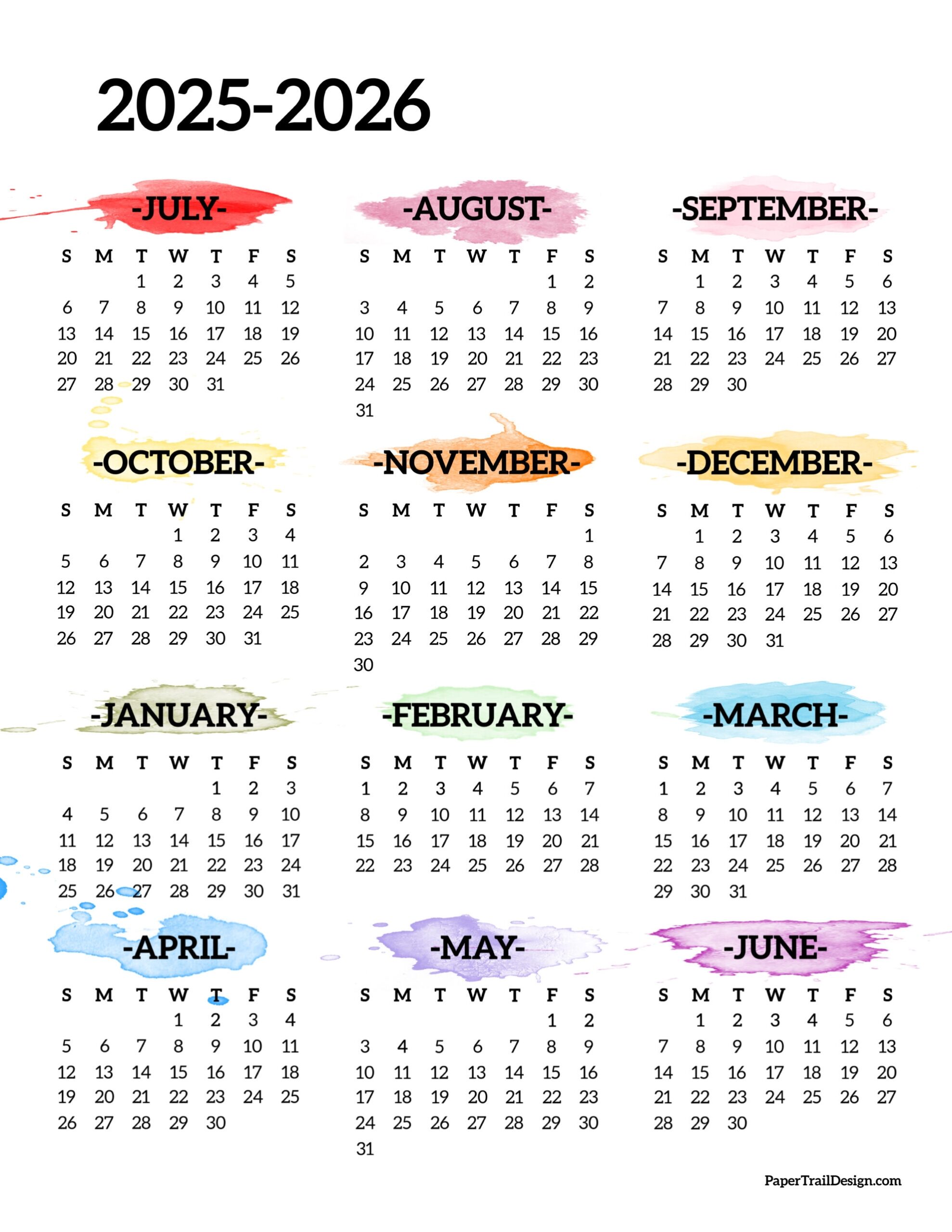 July 2025 To June 2026 Calendar July 2025 To June 2026 Calendar
