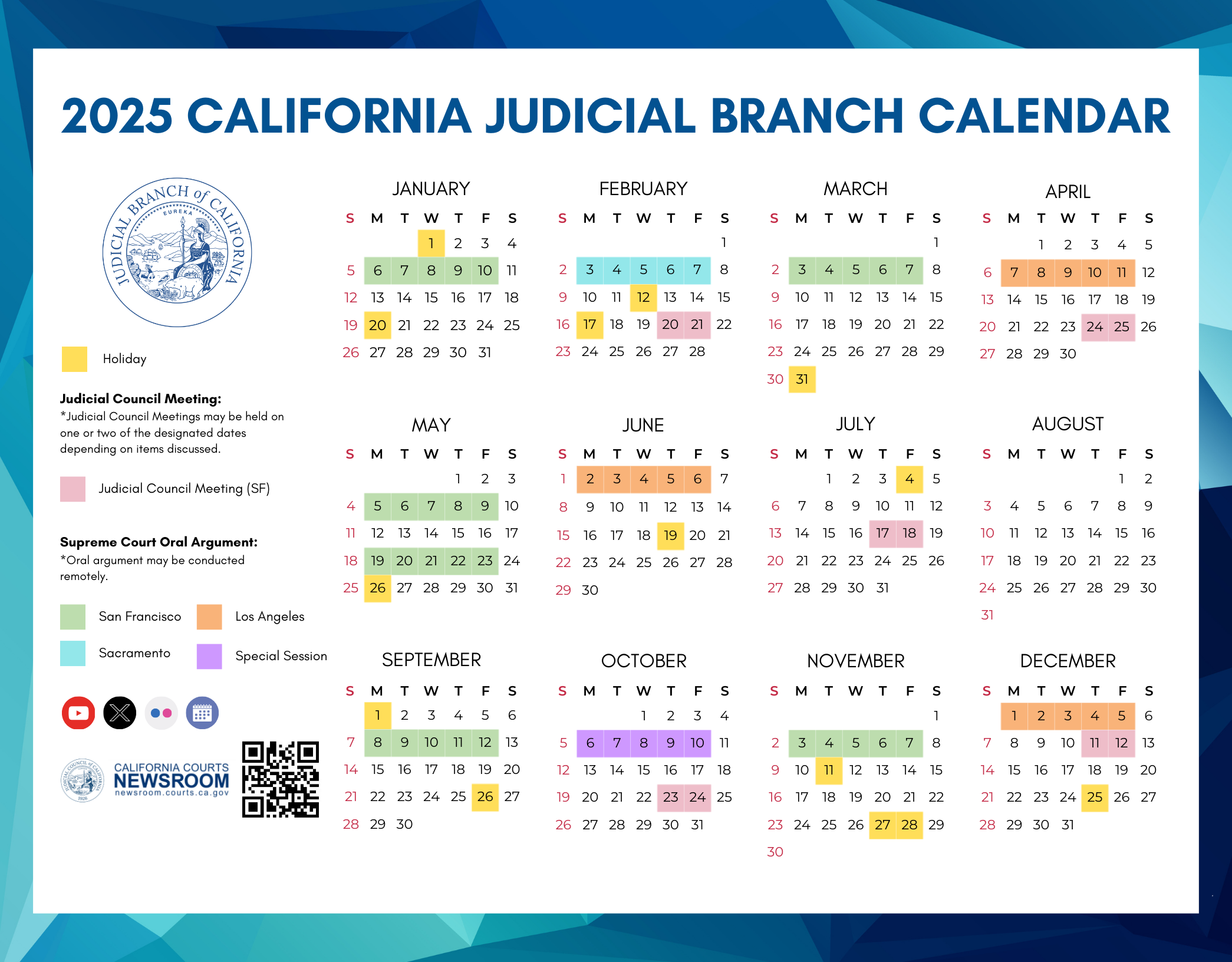 2025 California Courts Calendar Supreme Court Of California