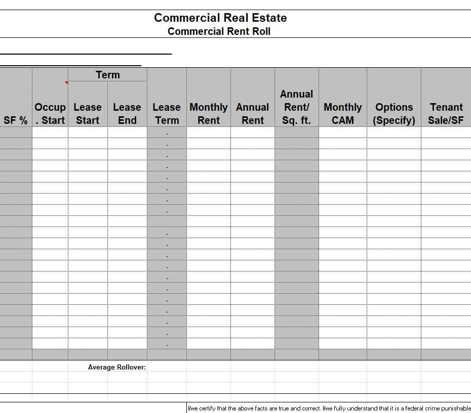 Free Printable Rent Roll Template Pdf