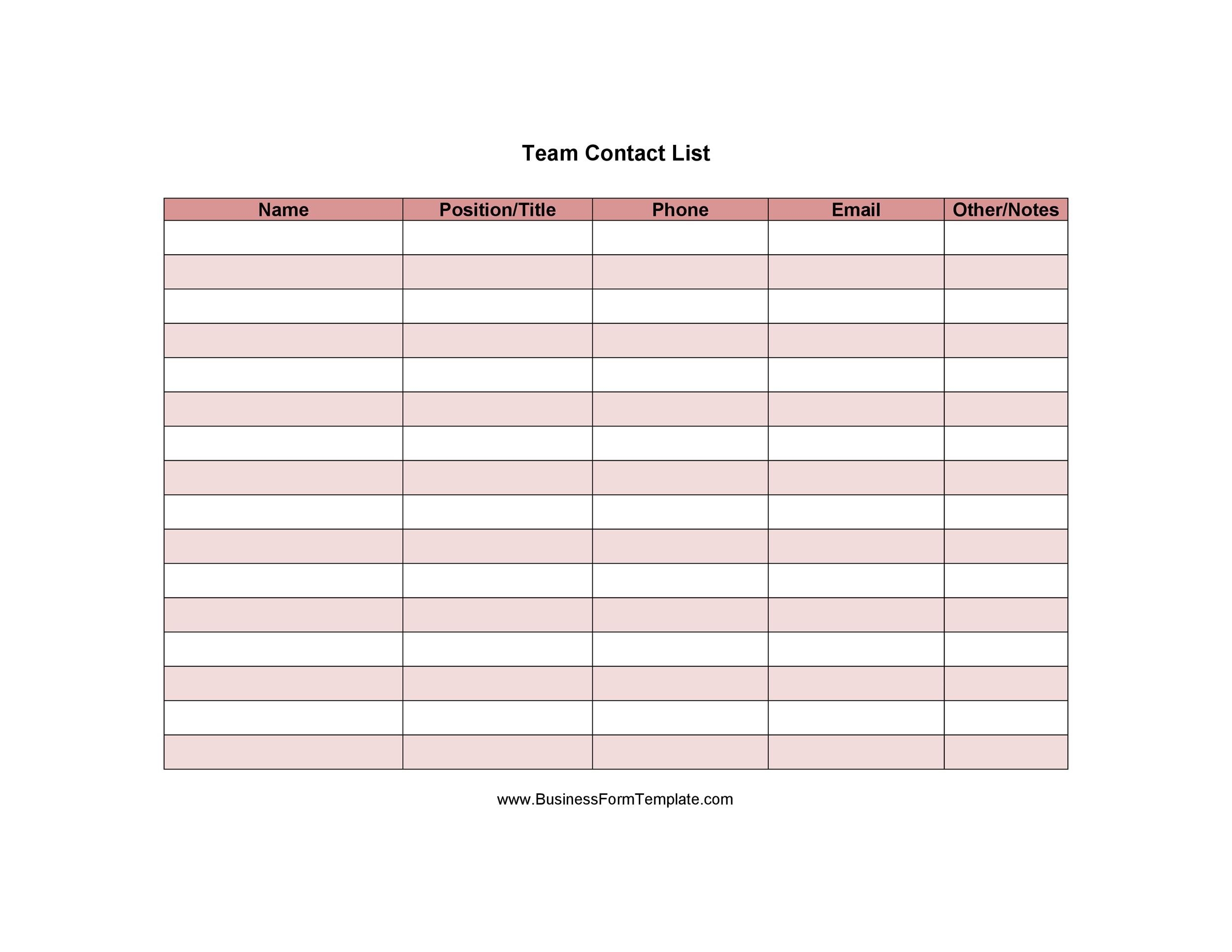 48 Phone U0026 Email Contact List Templates Word Excel PDF 