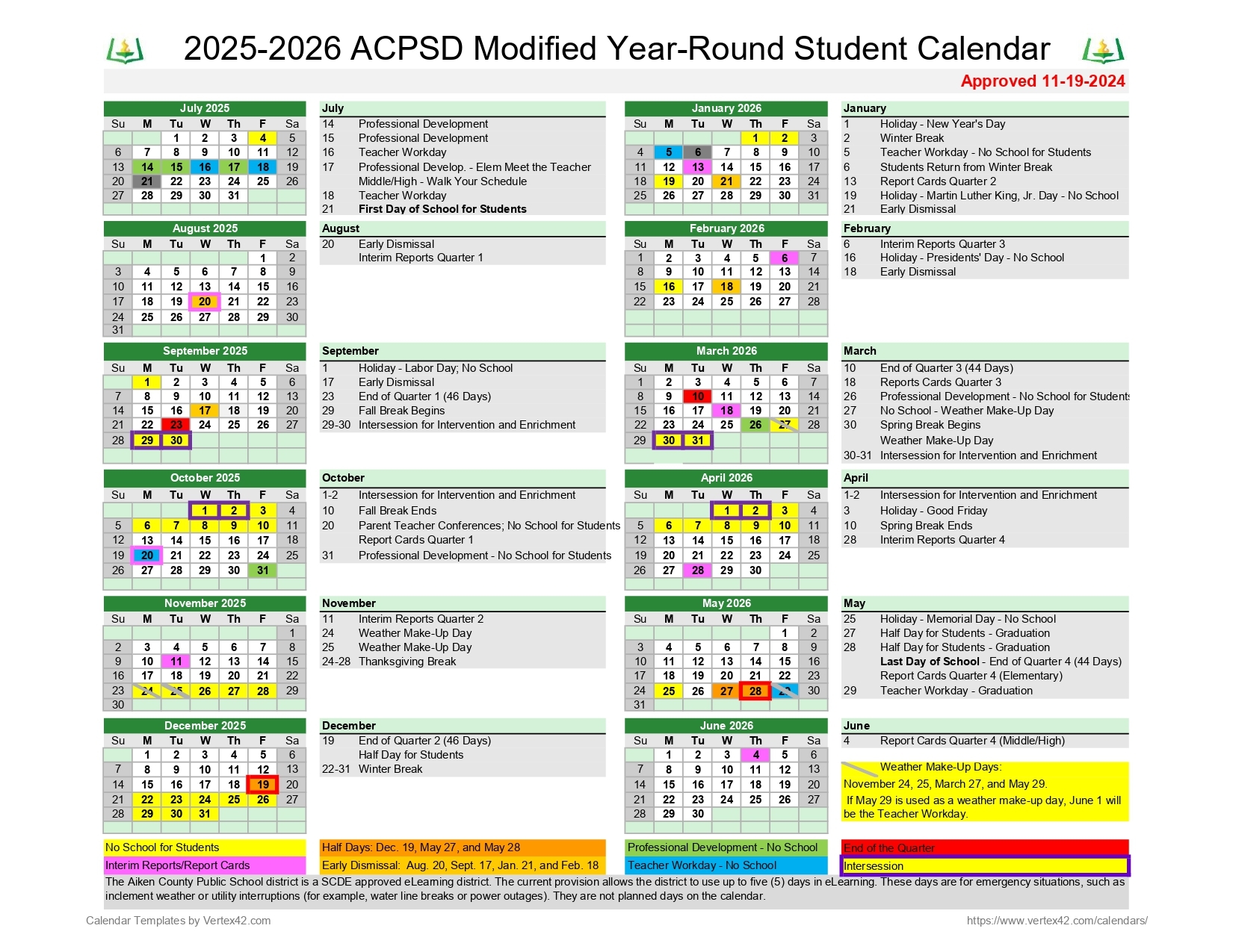 Aiken County Public Schools Calendar 2025 2026 District 