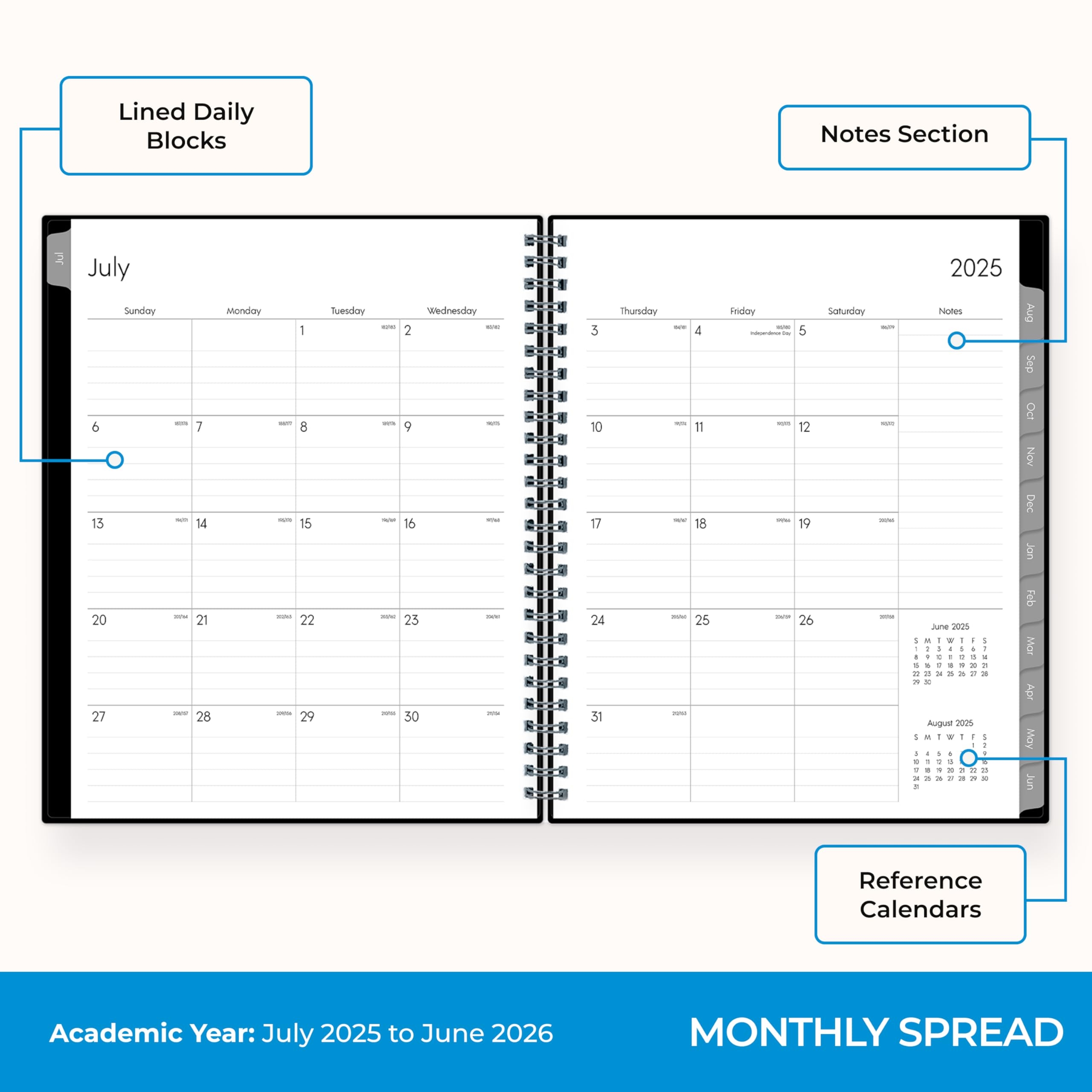 Amazon Blue Sky 2025 2026 Weekly And Monthly Academic Year Planner Calendar July 2025 June 2026 7