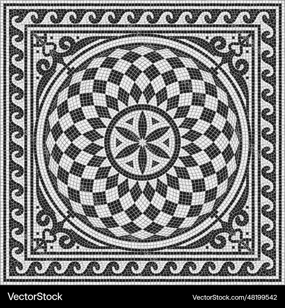 Ancient Roman Mosaic Tile Circular Black Vector Image Ancient Roman Mosaic Tile Circular Black Vector Image