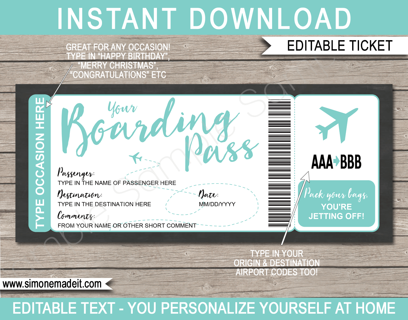 Any Occasion Boarding Pass Colors