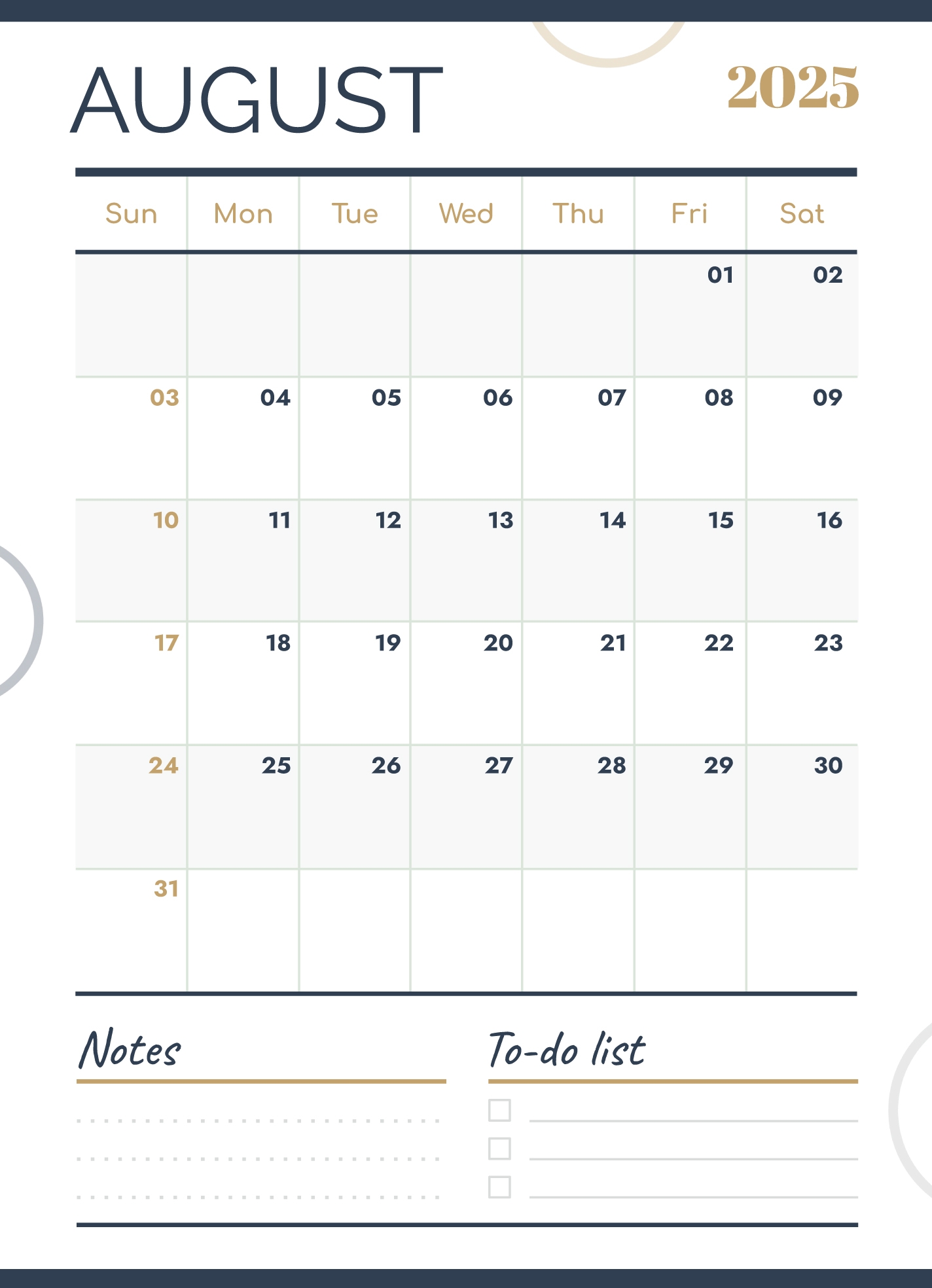 August 2025 Calendar Free Google Docs Template Gdoc io