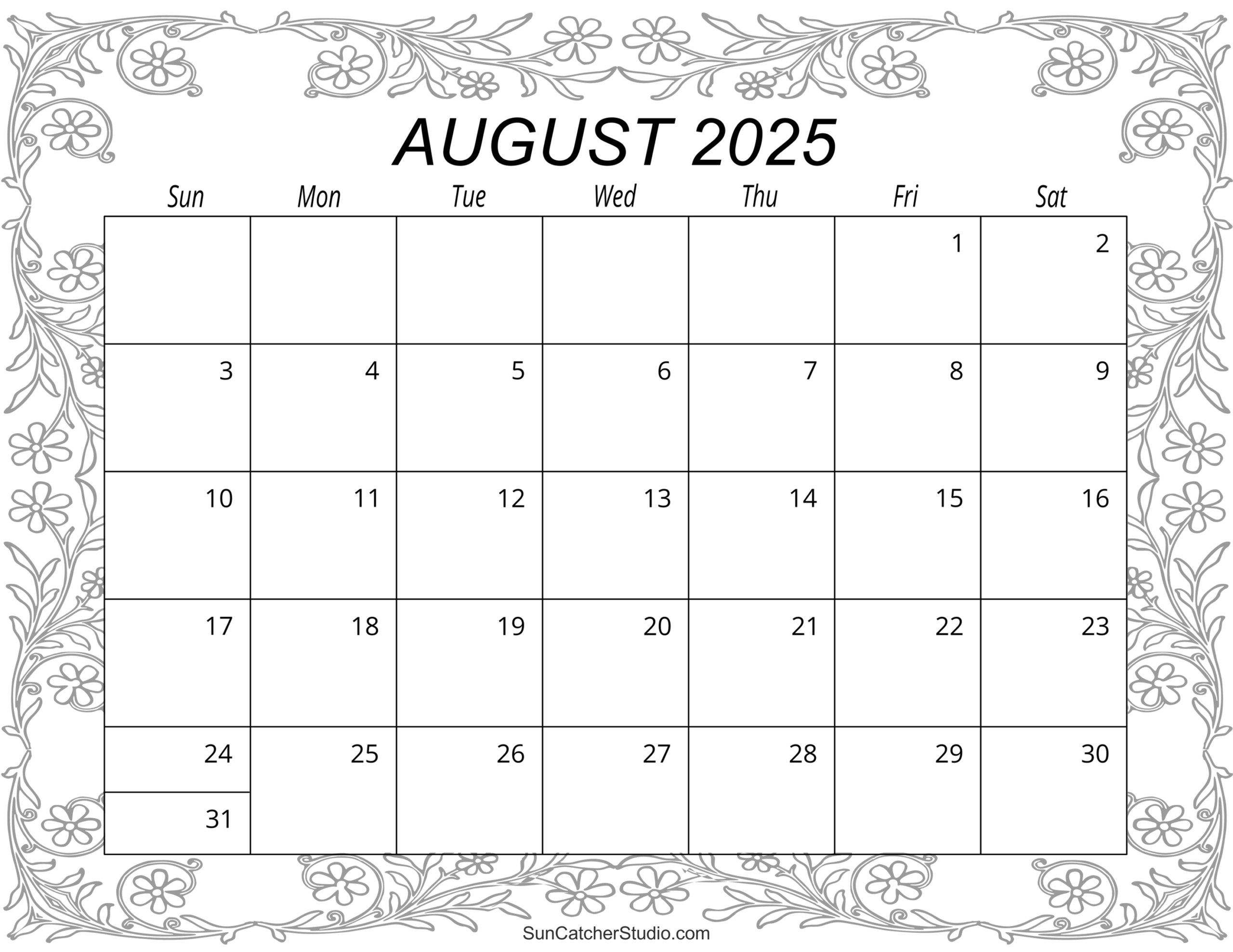 August 2025 Calendar Free Printable Free Printables Monograms 