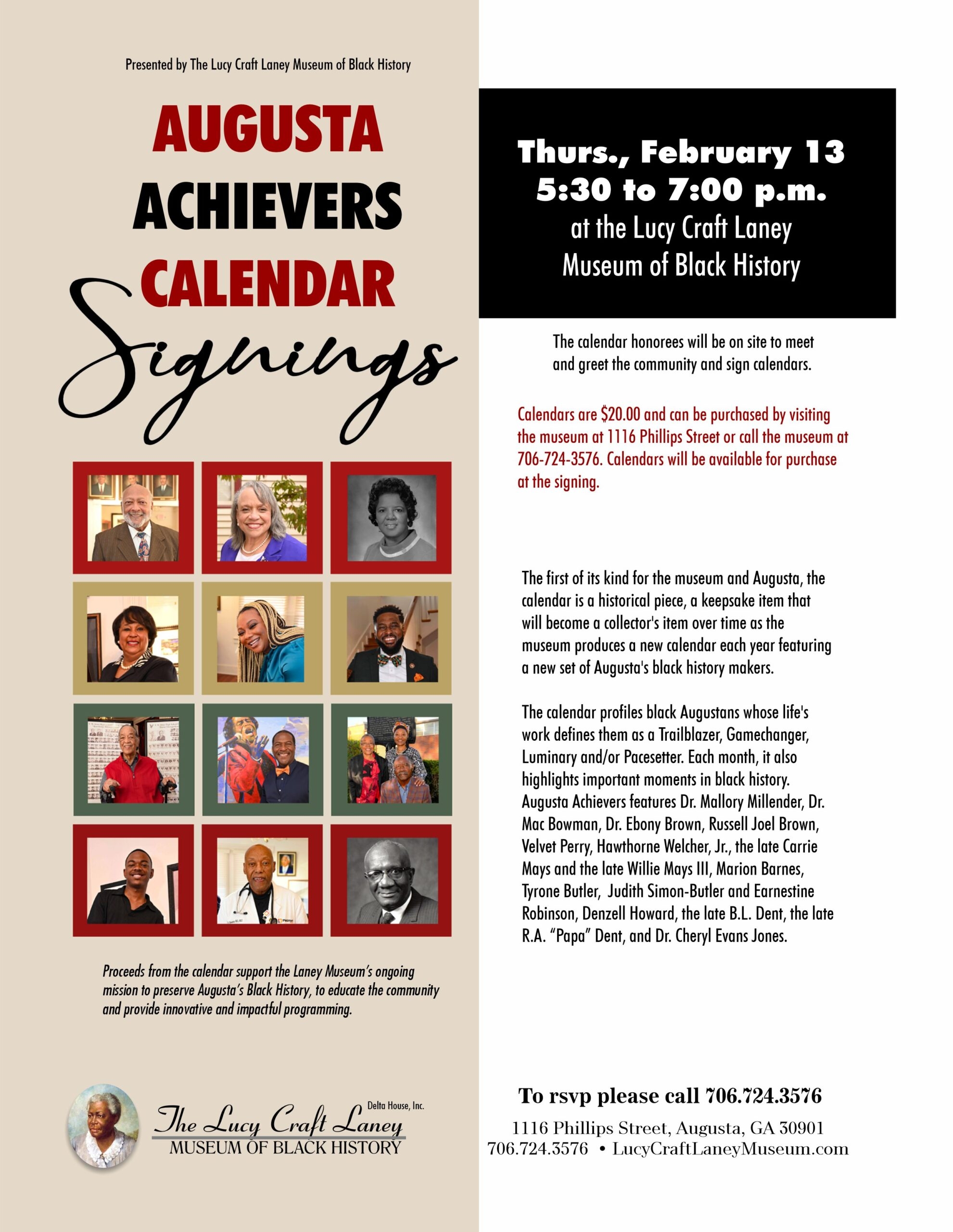 Augusta Achievers Calendar Signings Lucy Craft Laney Museum Of Black History