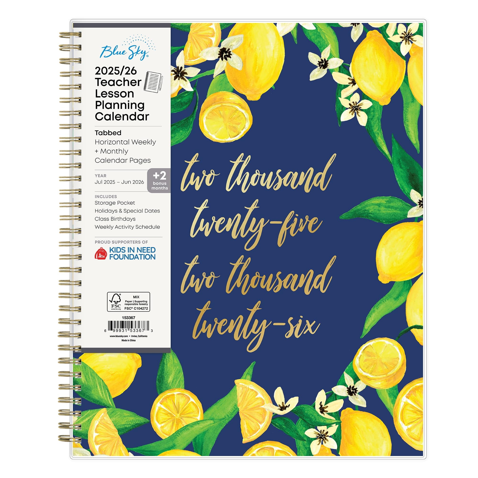 Blue Sky 2025 2026 Weekly And Monthly Academic Year Teacher Lesson Planner Calendar July 2025 June 2026 8 5