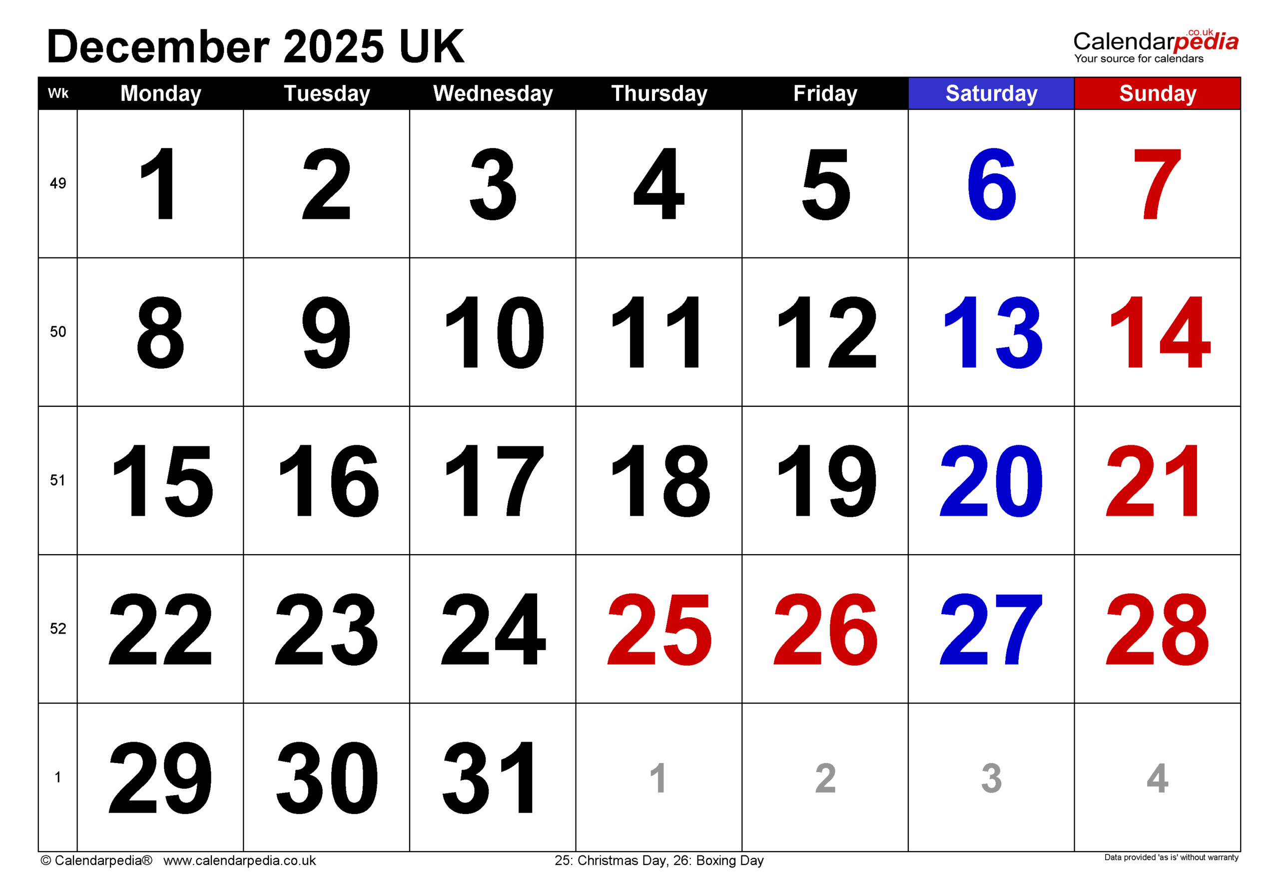 Calendar December 2025 UK With PDF Excel And Word Templates Calendar December 2025 UK With PDF Excel And Word Templates