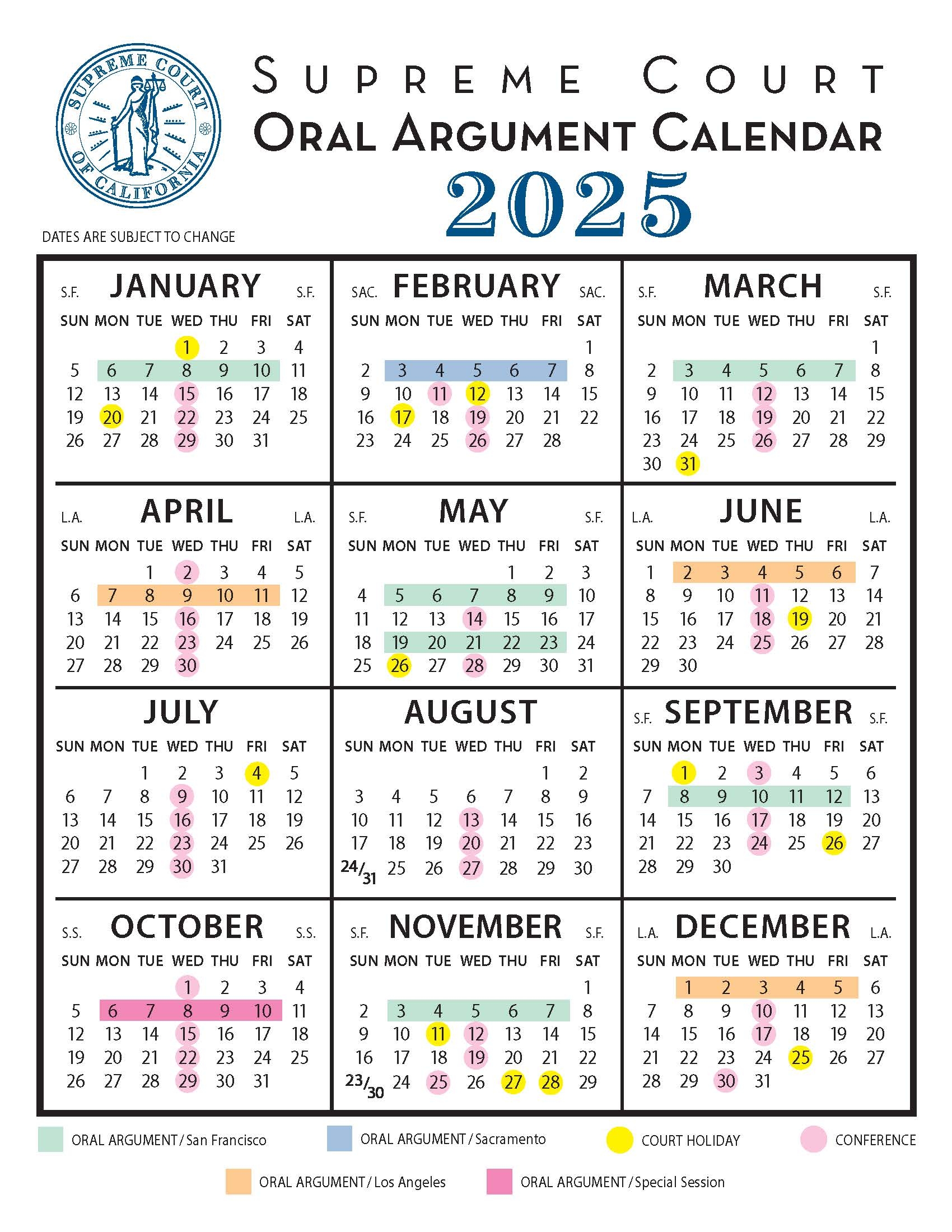California Supreme Court Sets 2025 Oral Argument Calendar California Courts Newsroom