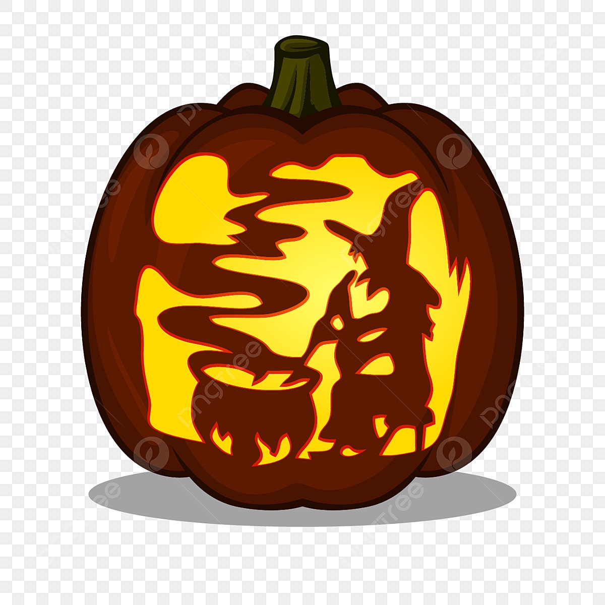 Carved Pumpkins Clipart Transparent PNG Hd Witch Silhouette Design For Pumpkin Carving Ideas Include File Ready To Print Witch Wolf Howling PNG Image For Free Download