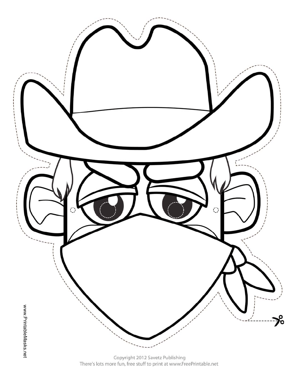 Cowboy Bandit Outline Mask Template Download Printable PDF Templateroller