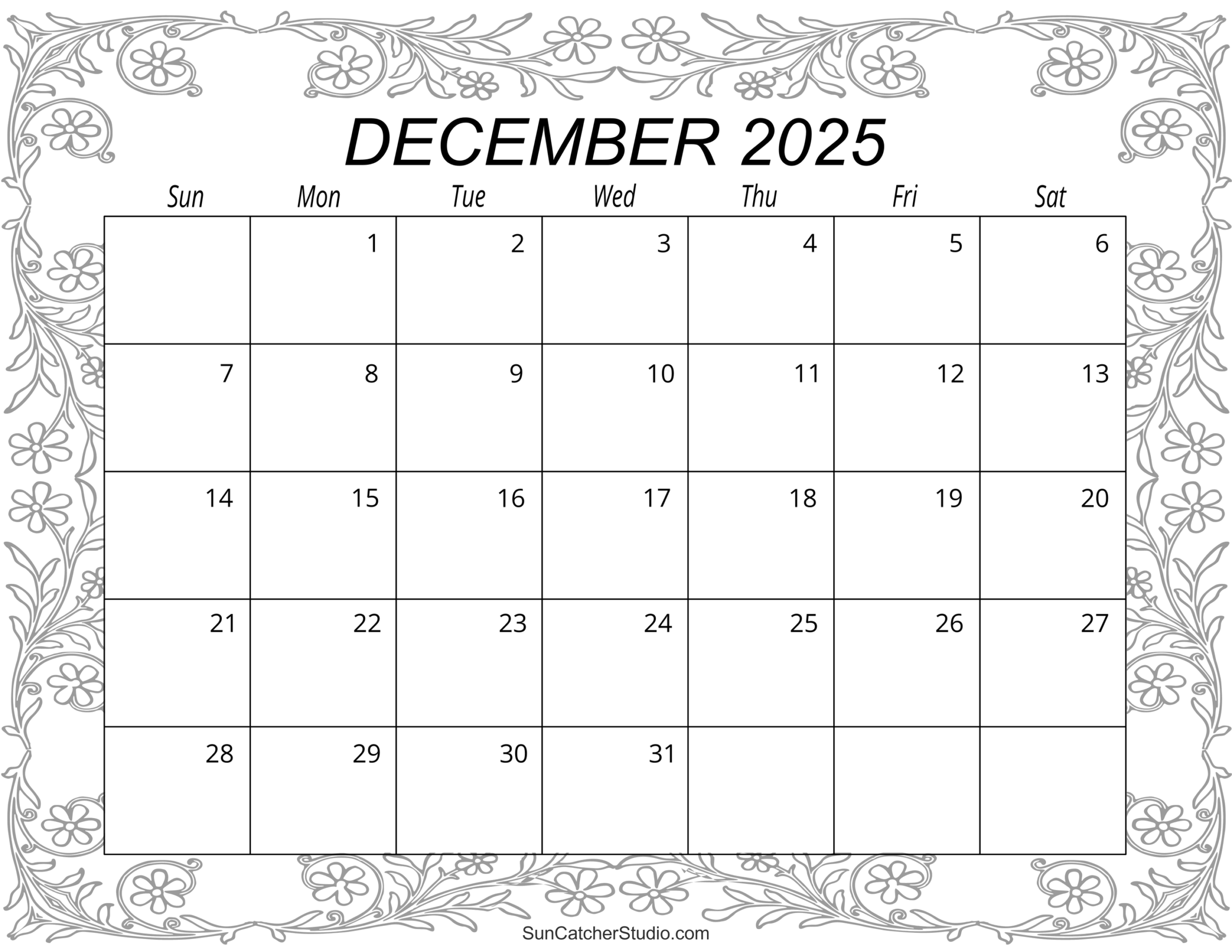 December 2025 Calendar Free Printable Free Printables 