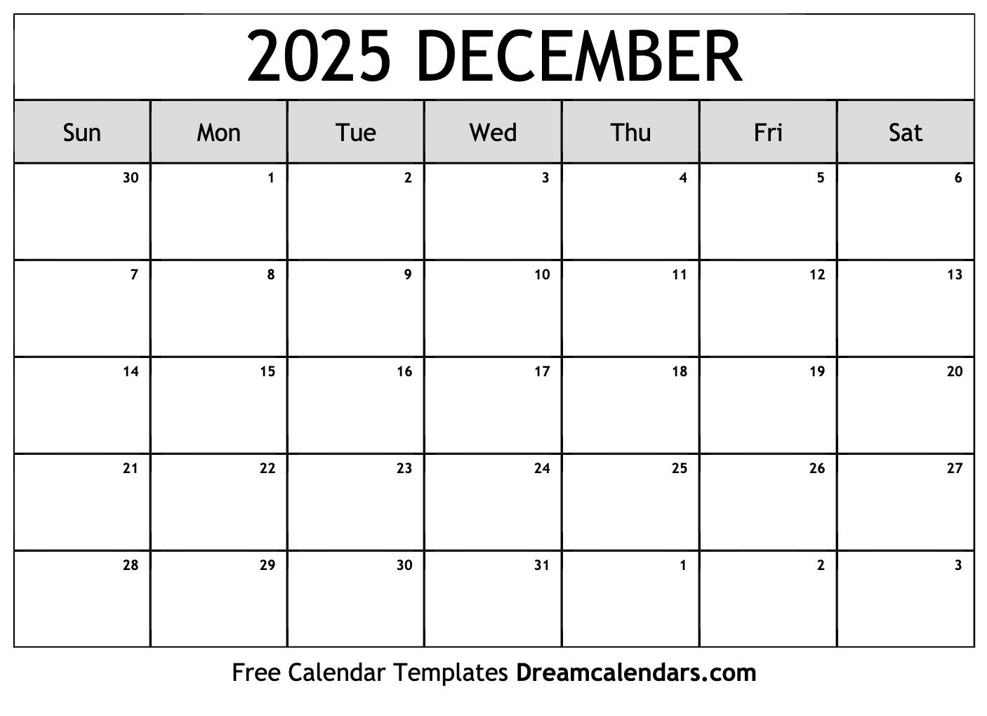 December 2025 Calendar Free Printable With Holidays And Observances