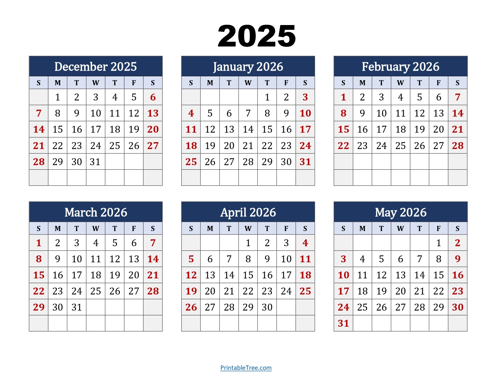December 2025 To June 2026 Calendar