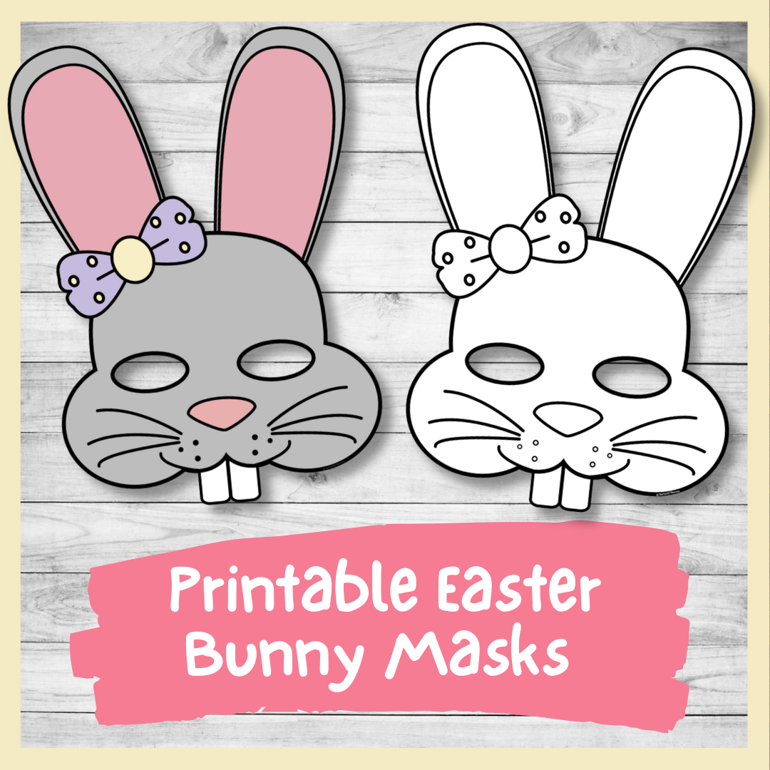 DIY Printable Easter Bunny Masks Color And Plain Templates PDF Nurtured Neurons