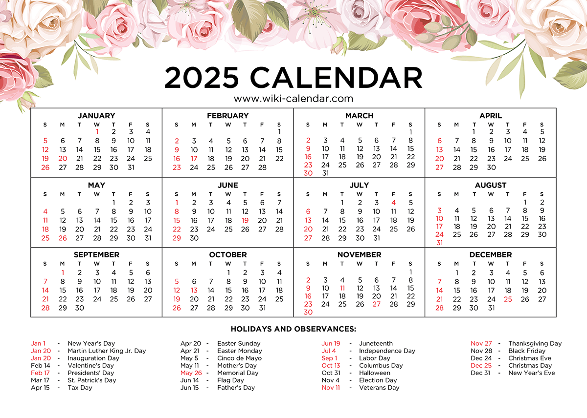 Download And Printable Calendars For 2025 Wiki Calendar