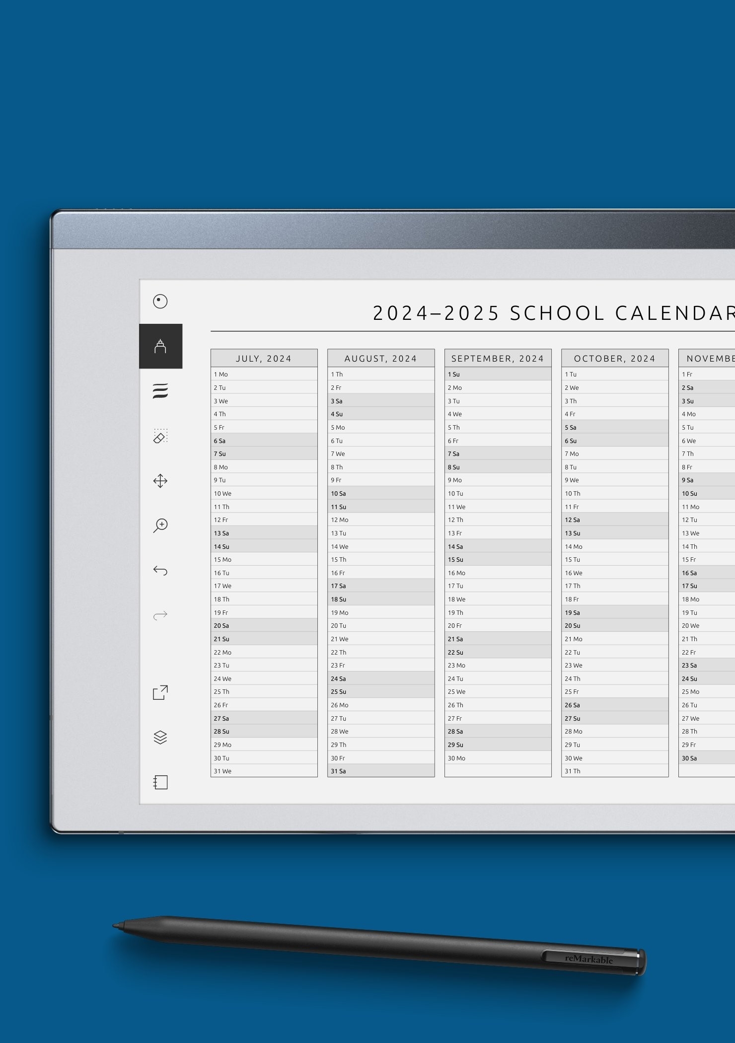 Download Printable School Calendar Template PDF
