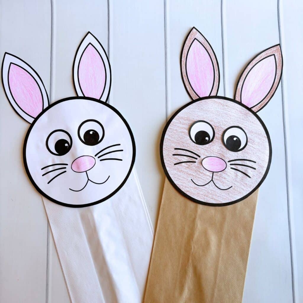 Easy Bunny Paper Bag Puppet Craft Free Printable Simply Full Of Delight