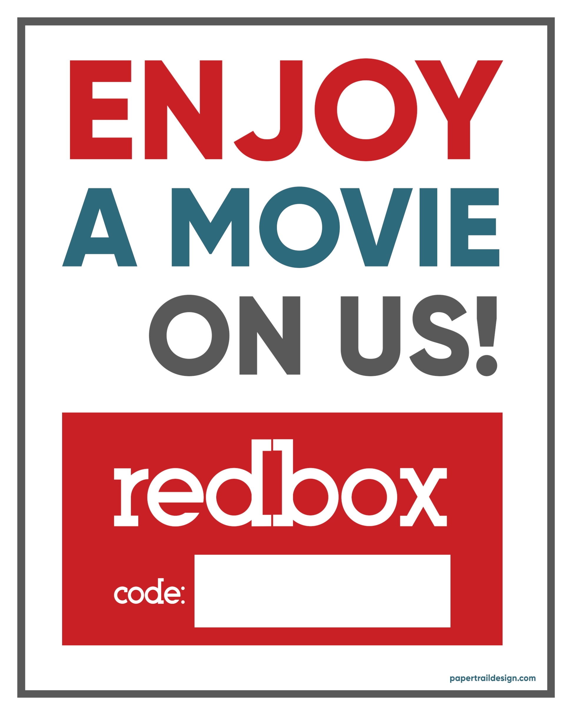 Easy Gift Idea Redbox Movie Rental Paper Trail Design