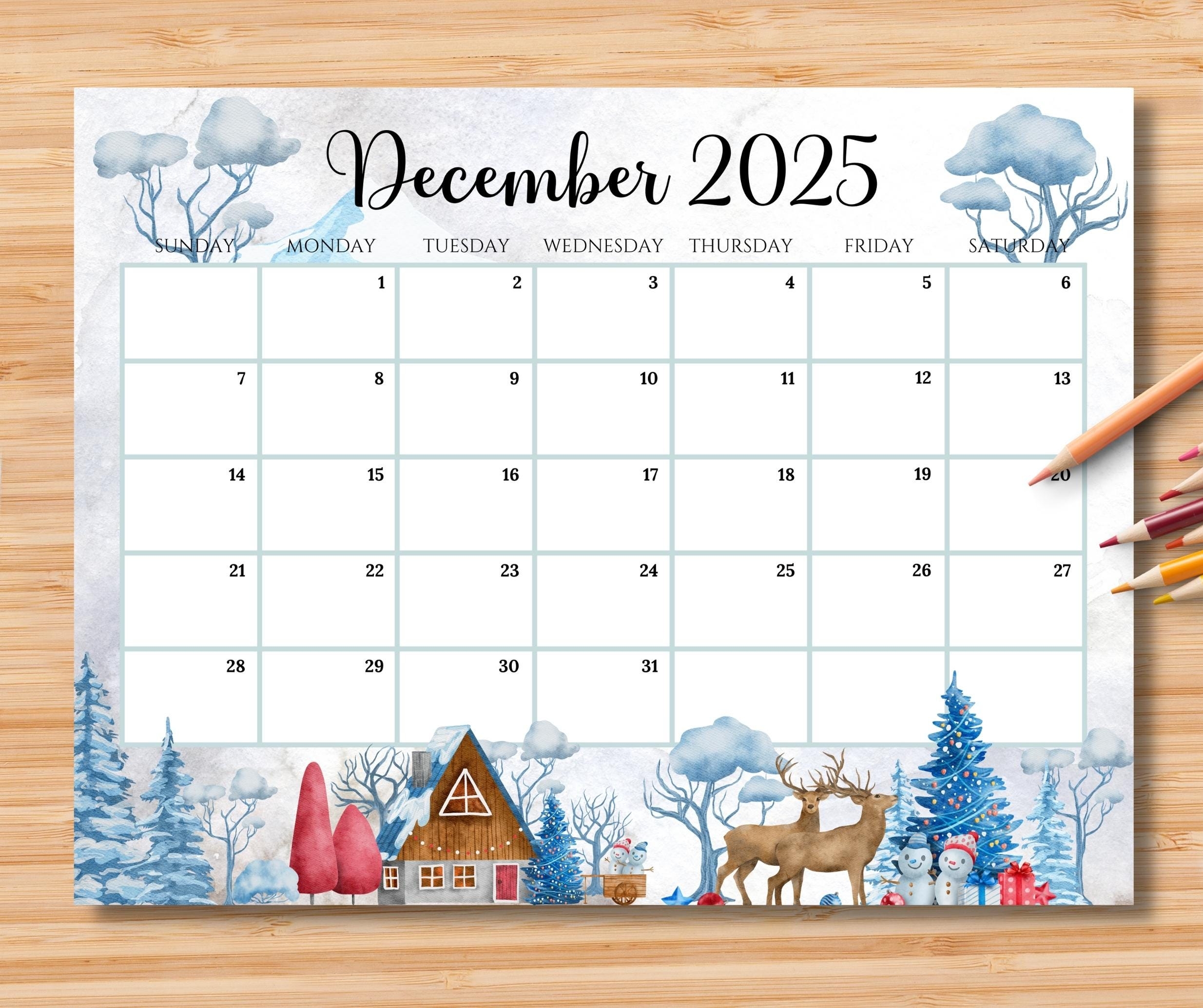EDITABLE December 2025 Calendar Beautiful Winter In A Highland EDITABLE December 2025 Calendar Beautiful Winter In A Highland