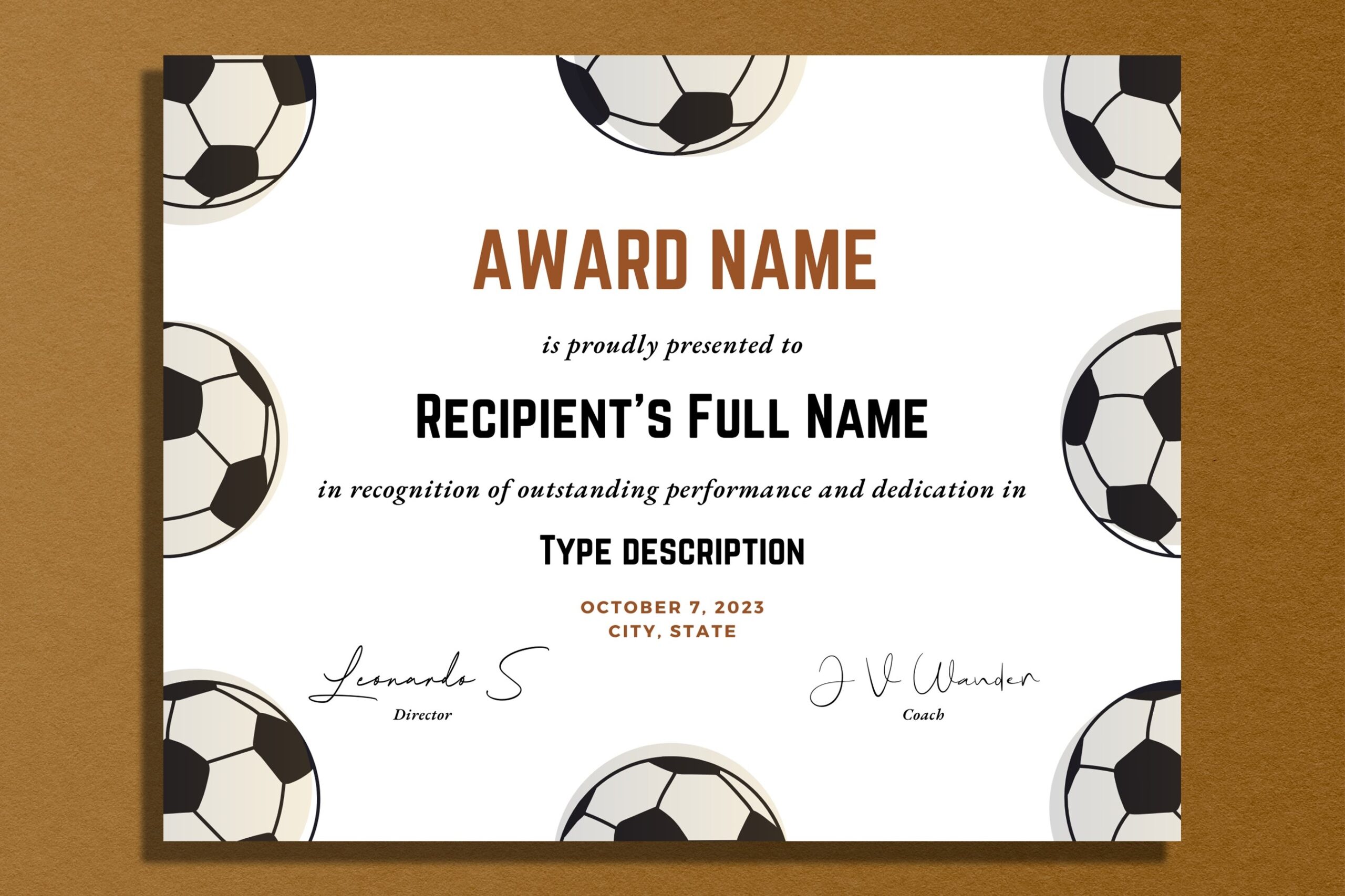 Editable Soccer Award Certificate Template Printable Editable Soccer Award Certificate Template Printable