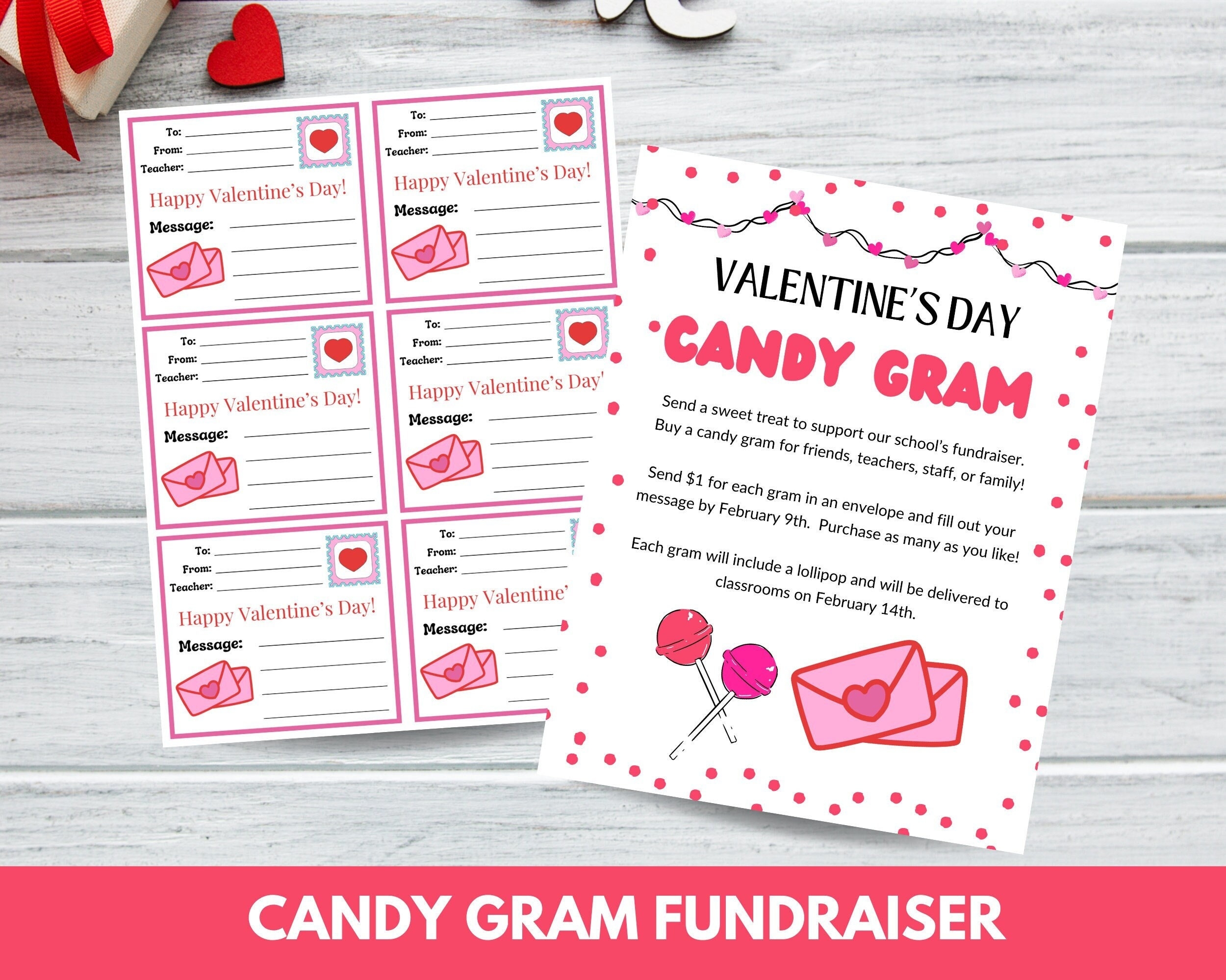 Editable Valentine s Day Candy Gram Form Valentine School 
