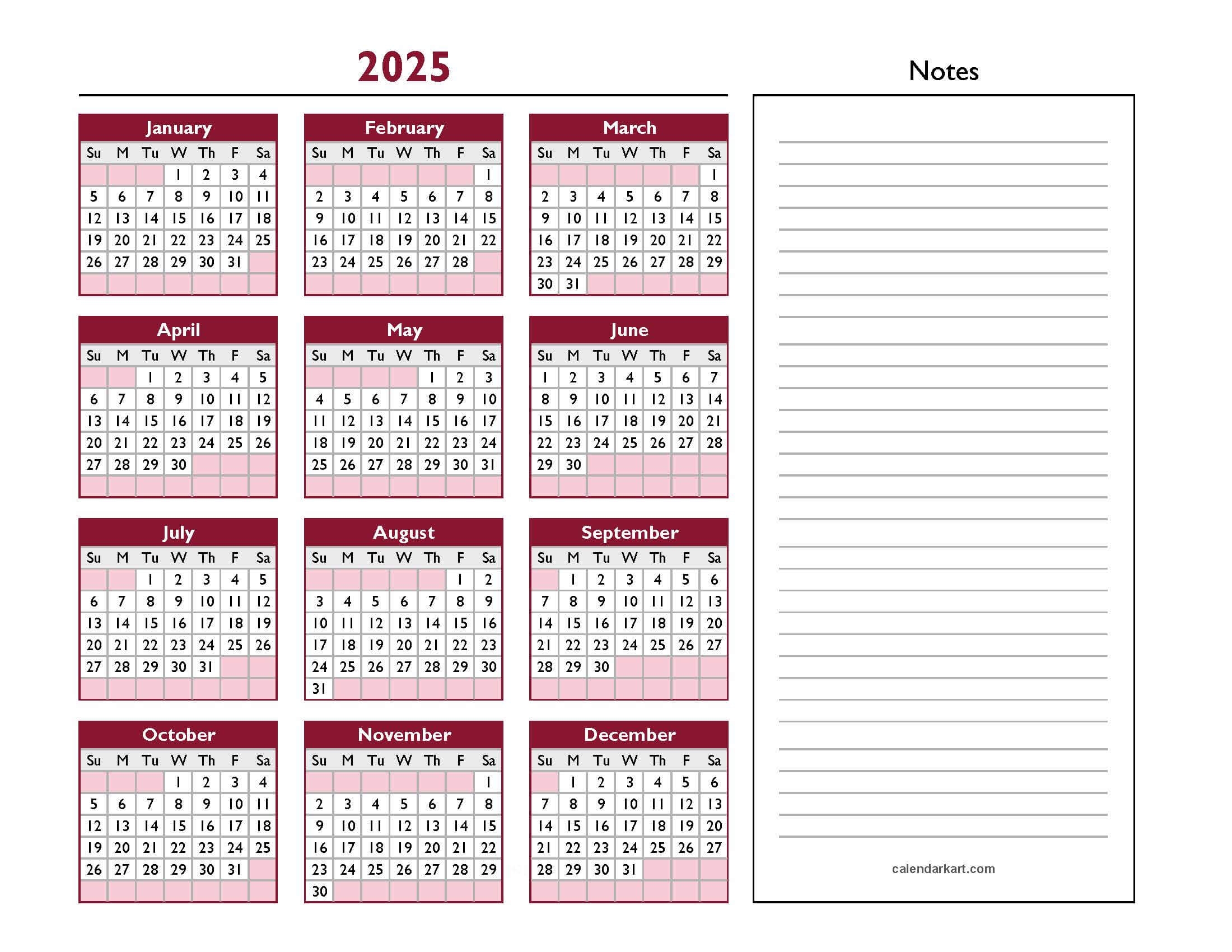 Excel Calendar Template 2025 CalendarKart