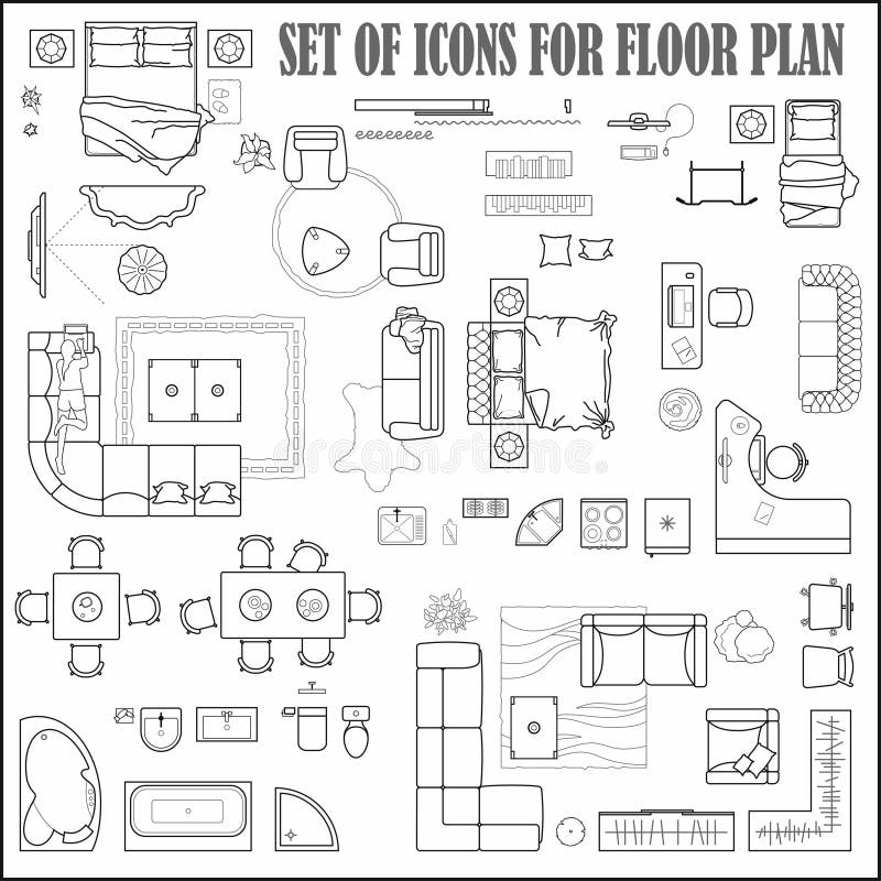 Floor Plan Furniture Template Stock Illustrations 840 Floor Plan