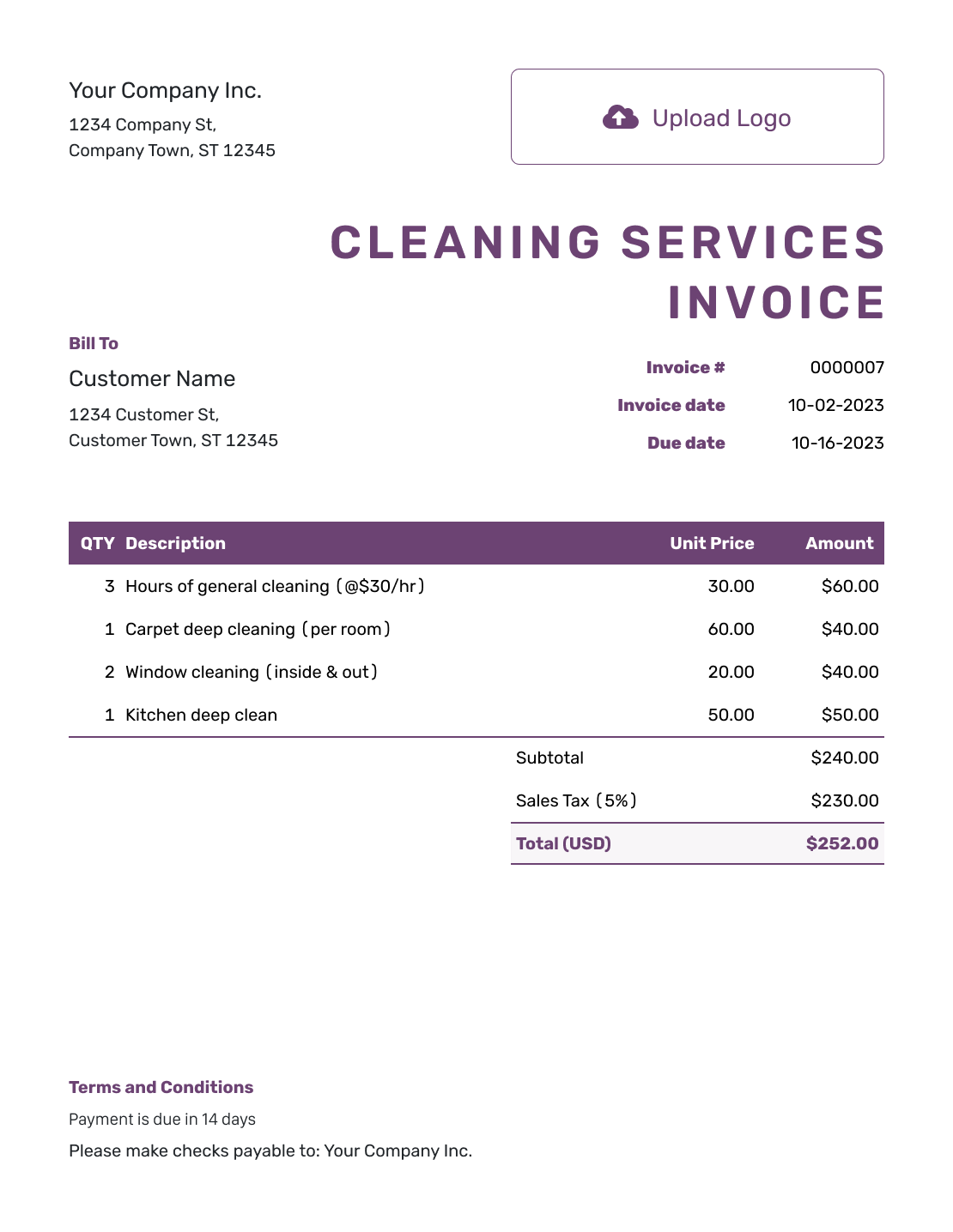 Free Cleaning Services Invoice Template Docelf Free Cleaning Services Invoice Template Docelf