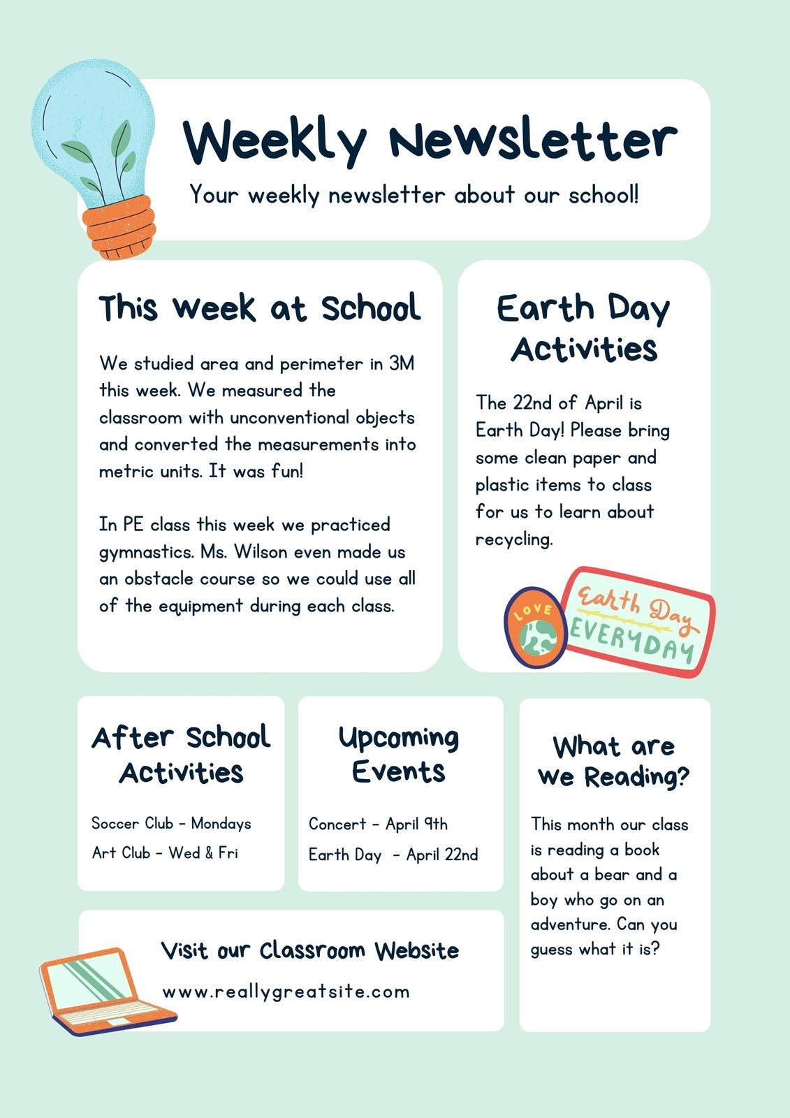 Free Custom Printable Classroom Newsletter Templates Canva