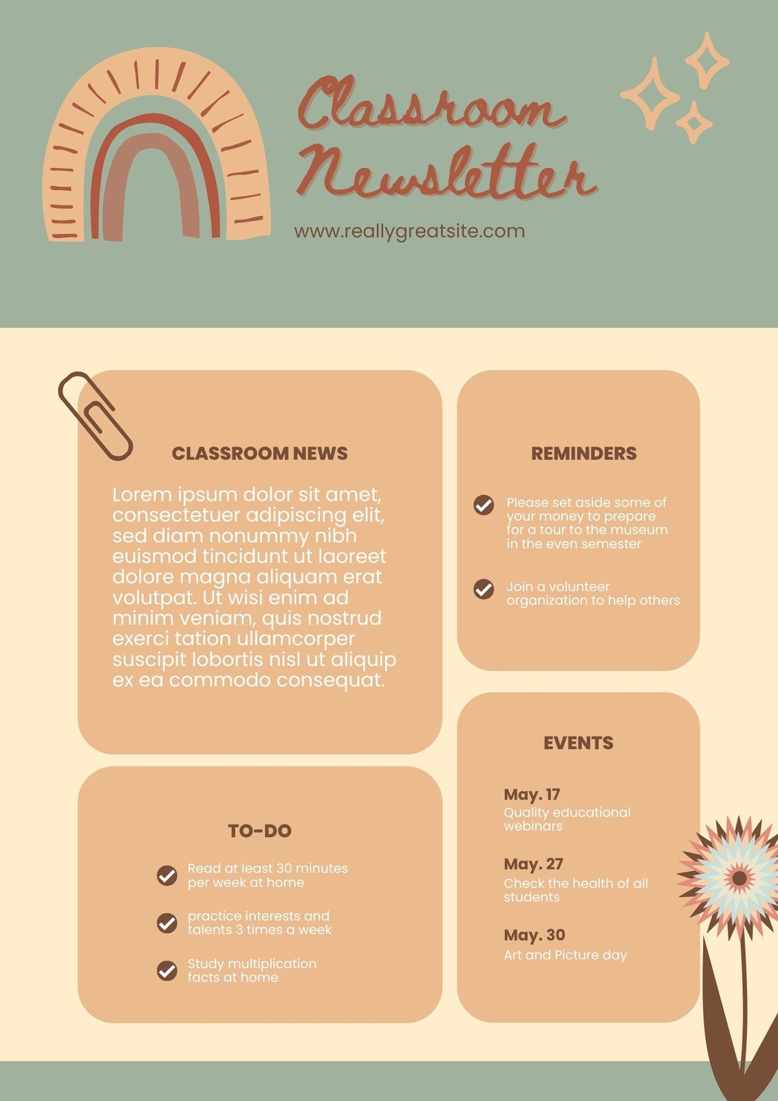 Free Custom Printable Classroom Newsletter Templates Canva