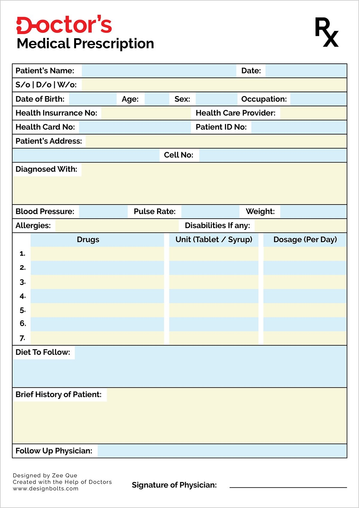 Free Printable Prescription Template