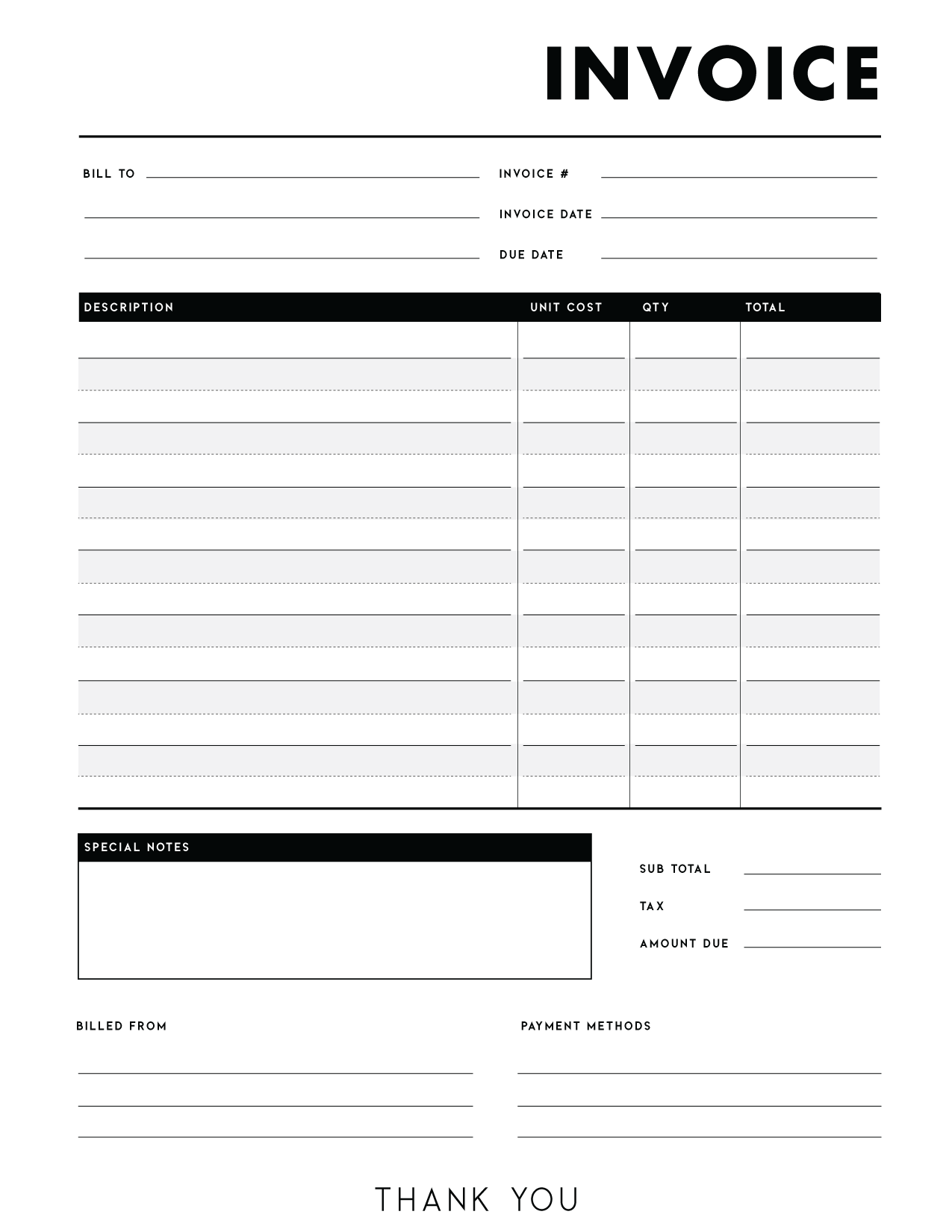 Free Printable Service Invoice Templates Free Printable Service Invoice Templates