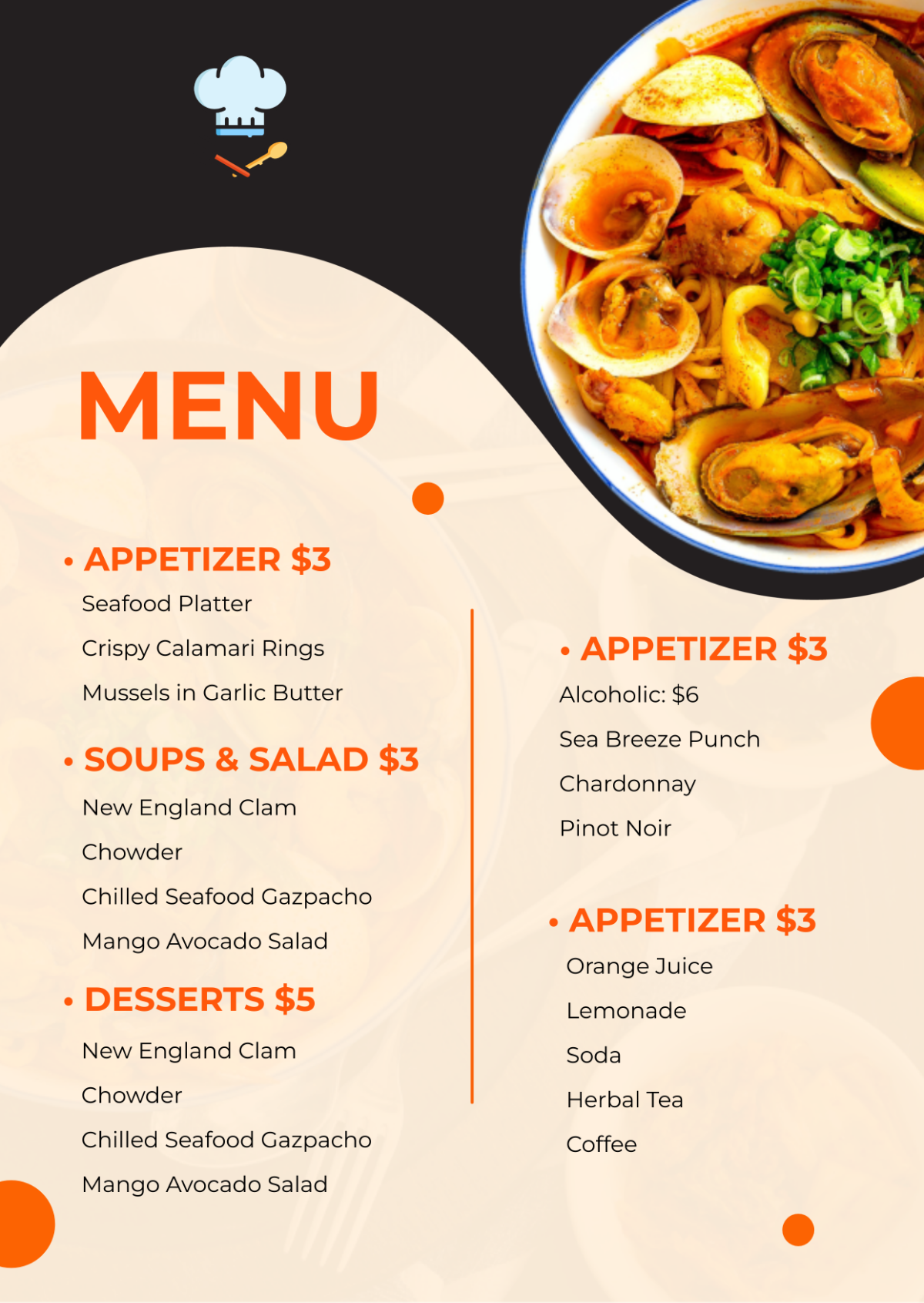 Free Printable Restraunt Menu Templates