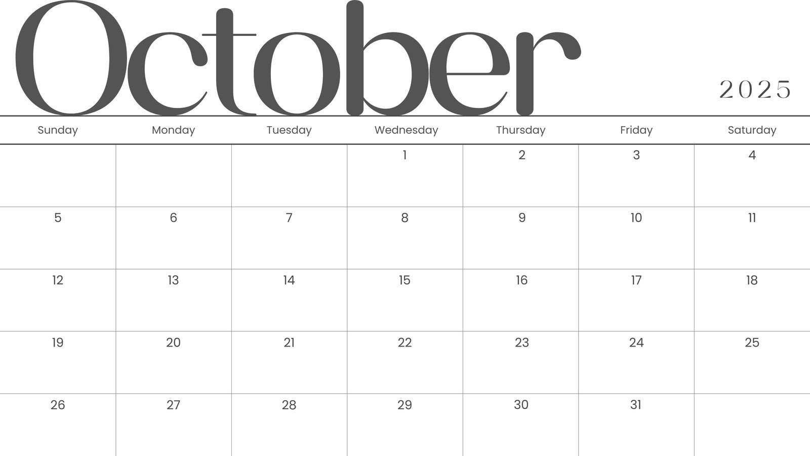 Free October 2025 Calendar Templates To Customize Canva